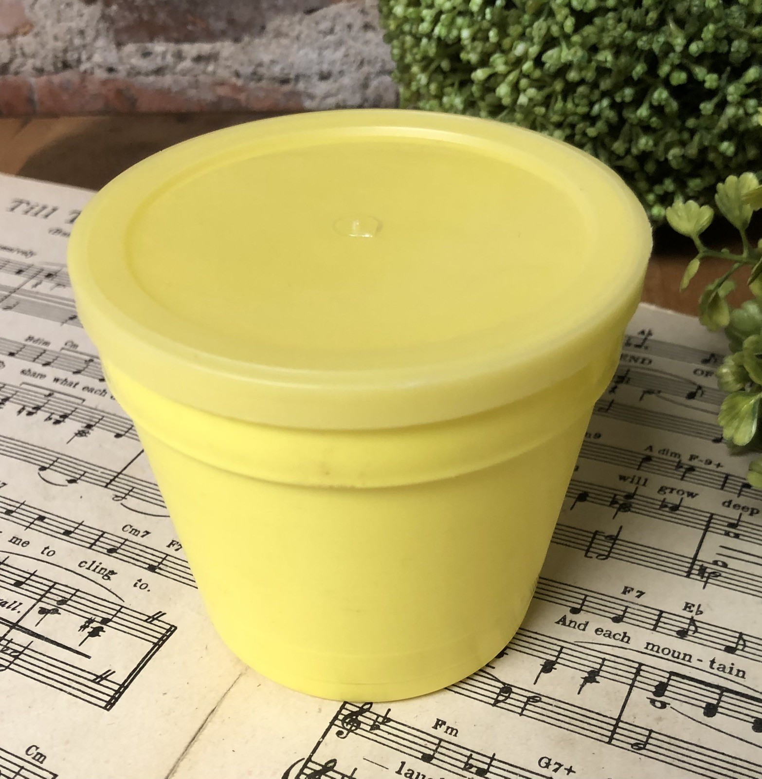 Vintage NuMaid Rite Margarine Butter Cup with Lid Yellow MCM Retro Plastic Mug