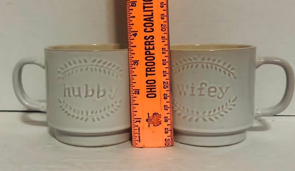 Heartland Hive Couples Hubby And Wifey Mugs Stackable Mugs For Coffee Tea Soup