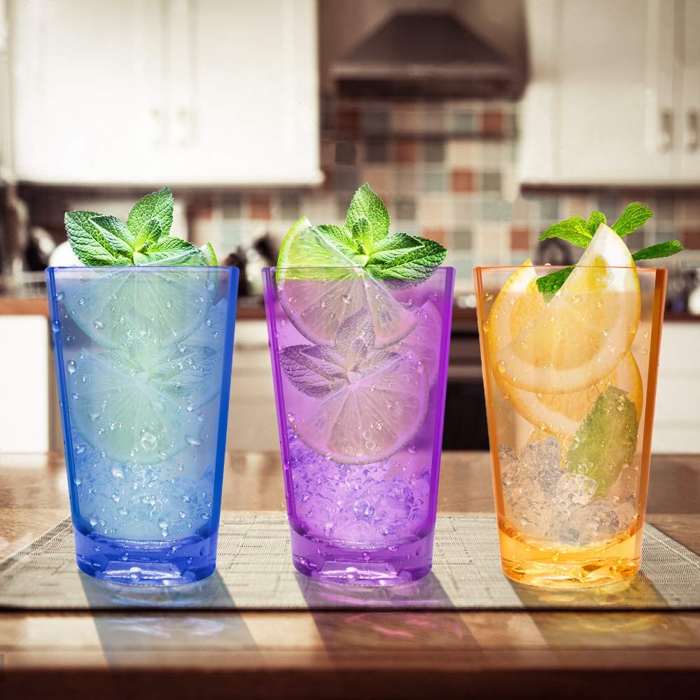 Unbreakable Drinking Glasses, 5 Oz Plastic Tumblers Cups Set of 6 in 3 Assort