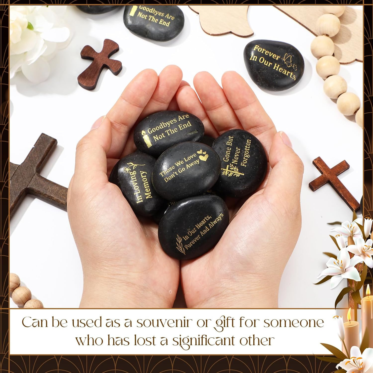 30 Pcs Memorial Stone 1.97 Inch Celebration of Life Favor Inspirational River Ro
