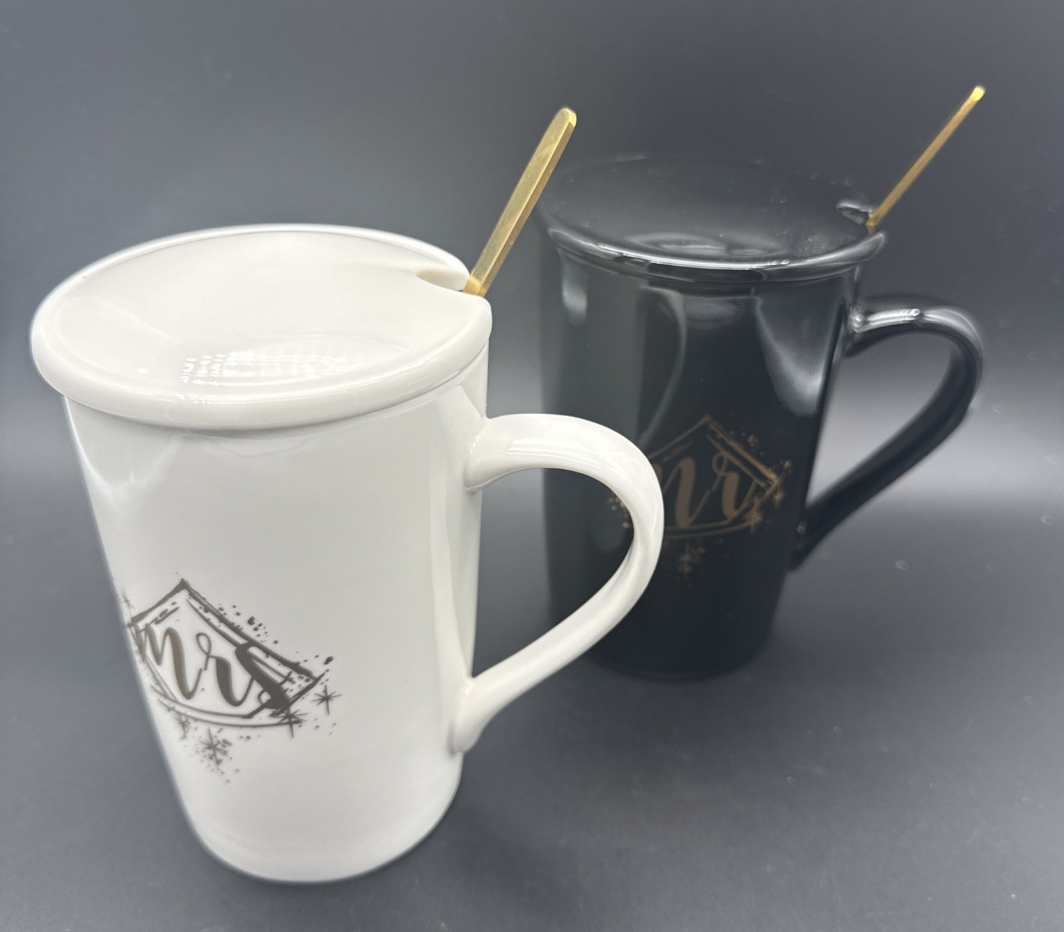 Mr and Mrs Mug Set, Elegant Couple Gifts, Best Wedding Gifts Black White