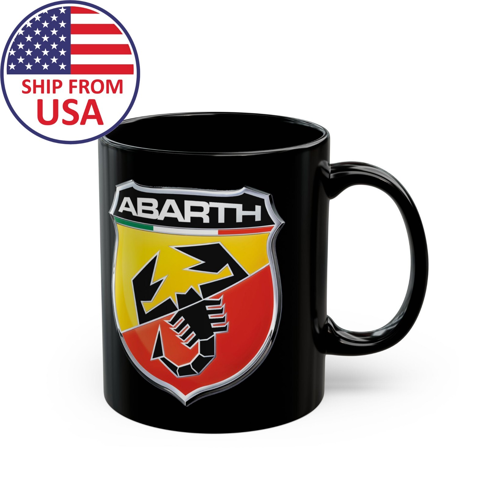 Abarth Racing Sports Car 11oz Coffee Tea Black Mug