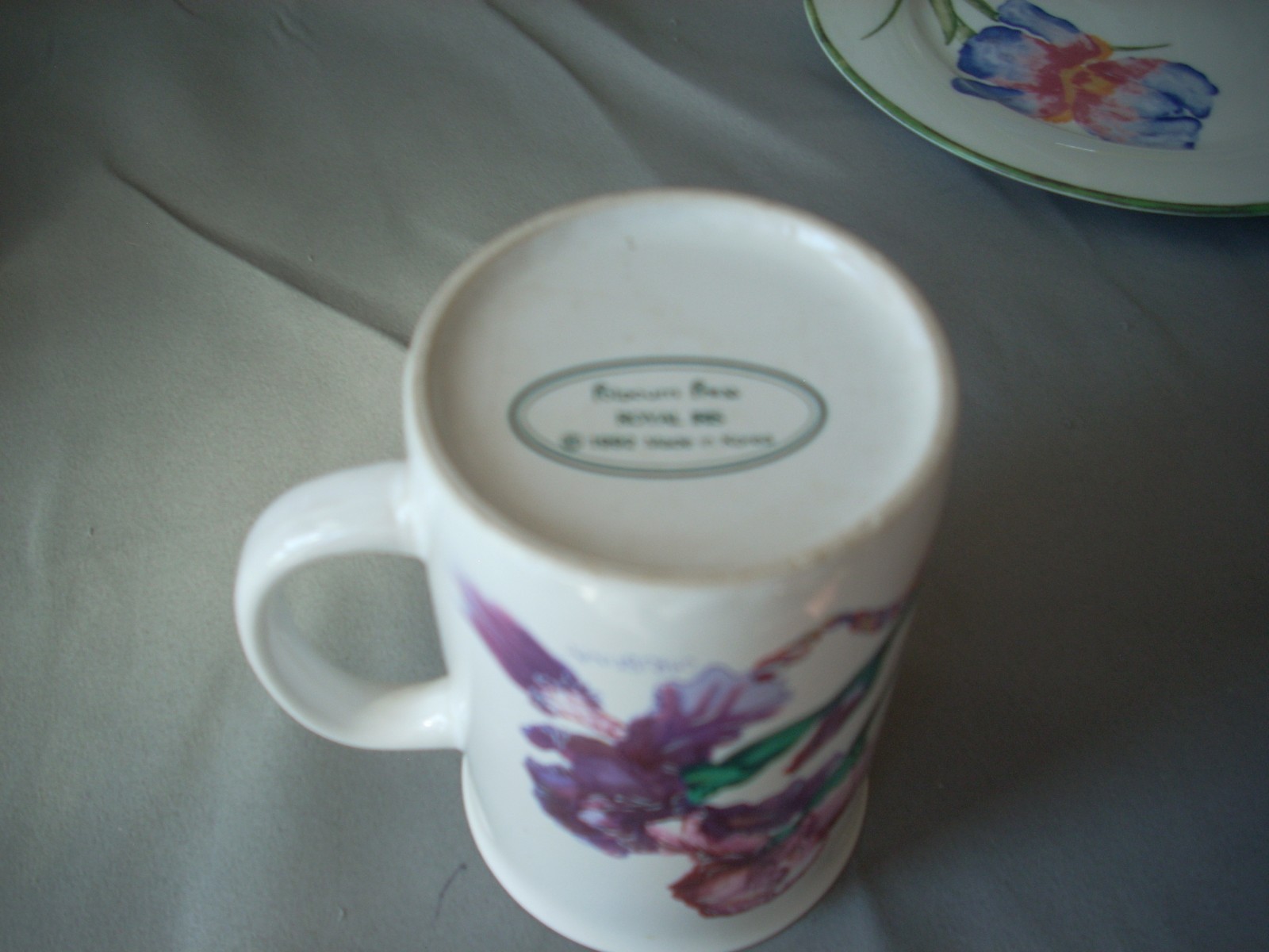 3 Pc Lot Purple Irises Mugs Plate Otagiri Pier 1 Porcelain