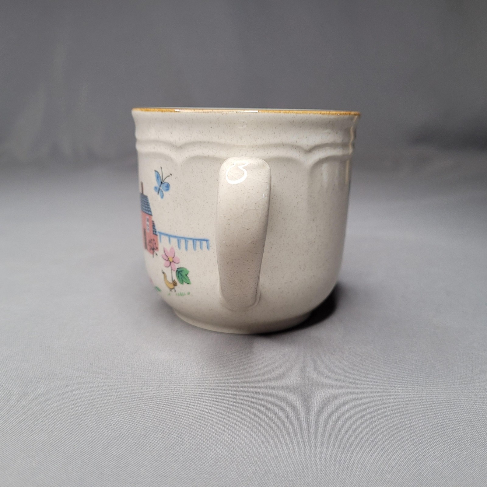 Vintage International Stoneware Coffee Mug Country Village Farm Animals Japan