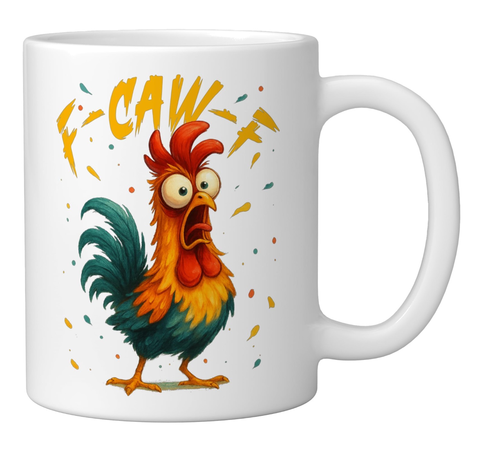 Funny Rooster Quote Ceramic Mug Bird Theme Design, White 11oz Coffee Cup