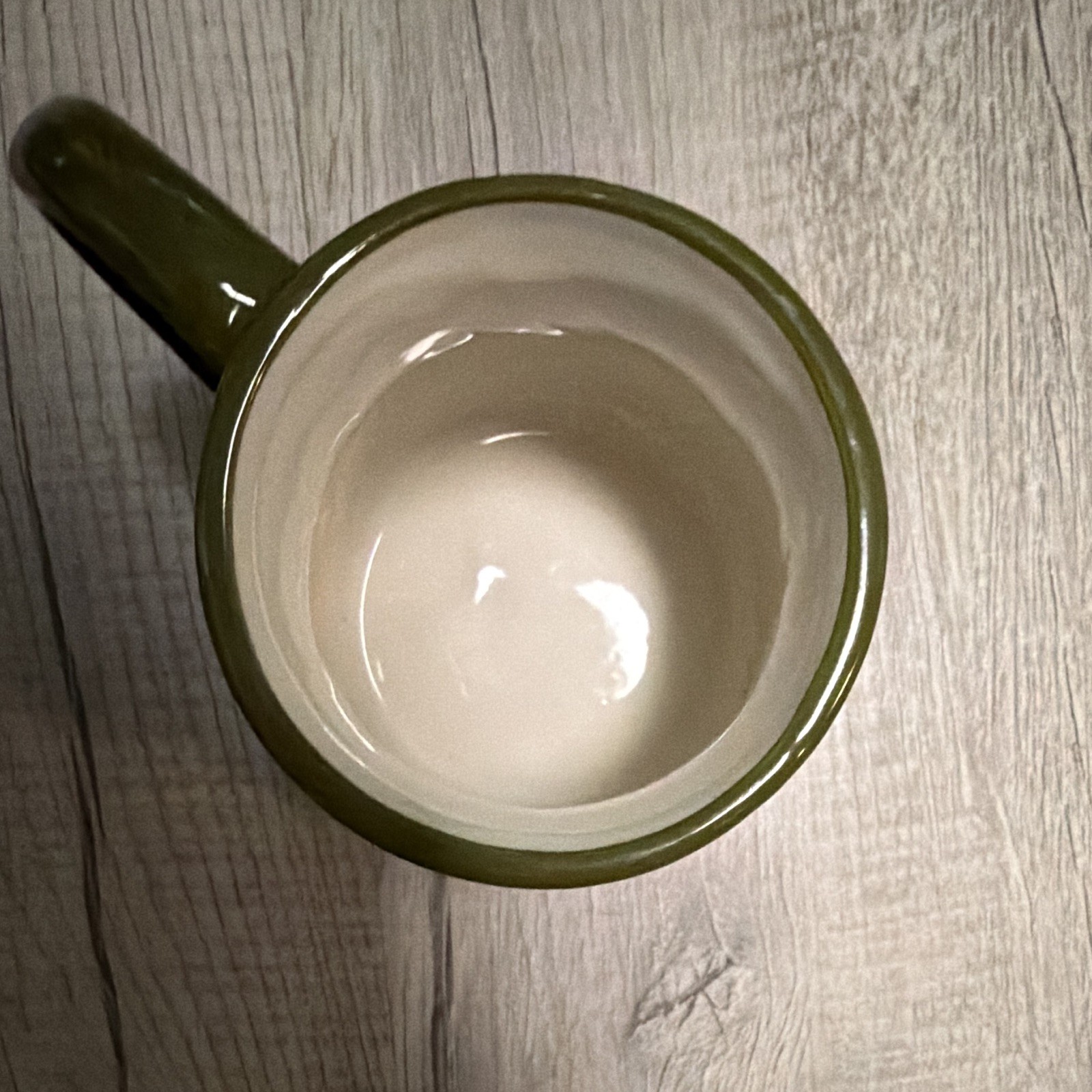 Ceramic Coffee Mug 16 fl oz White/Green Mushroom Design, Decorated Handle