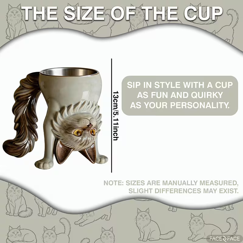 5.07oz ABS Inverted Maine Coon Mug Table Decor Birthday Gift For Cat Owners