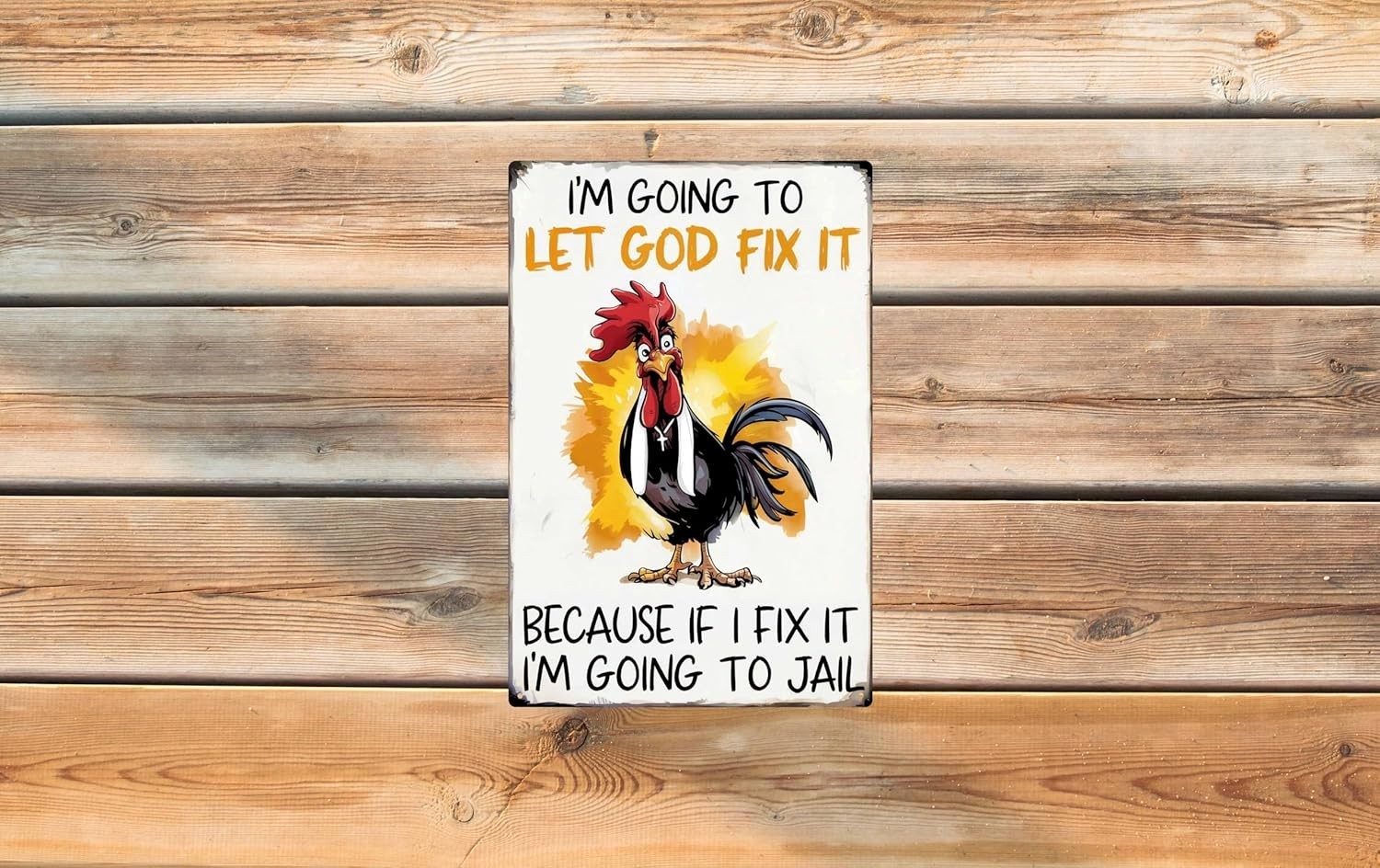 Funny Chicken Gifts Christian God Gifts Chicken I’M Going to Let God Fix It Tin