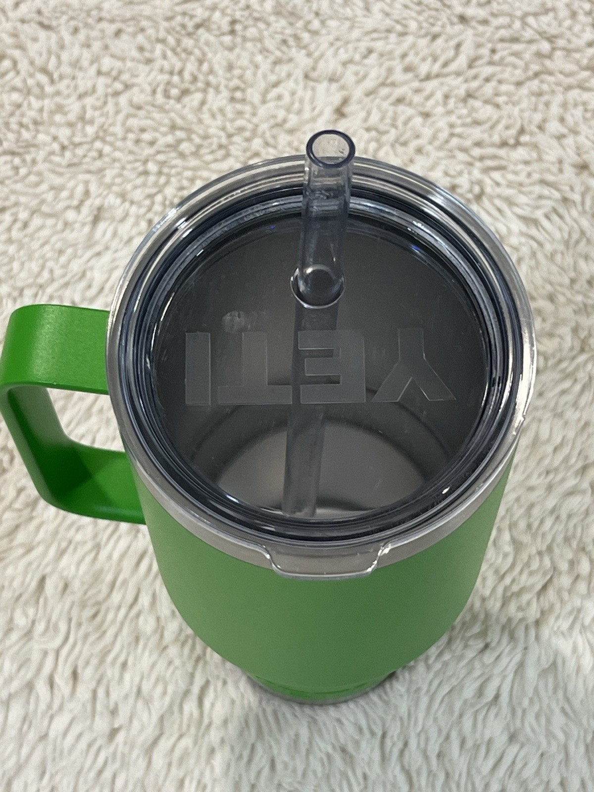 Yeti Rambler 42 oz Straw Mug Tumbler with Handle Canopy Green Stainless Steel.