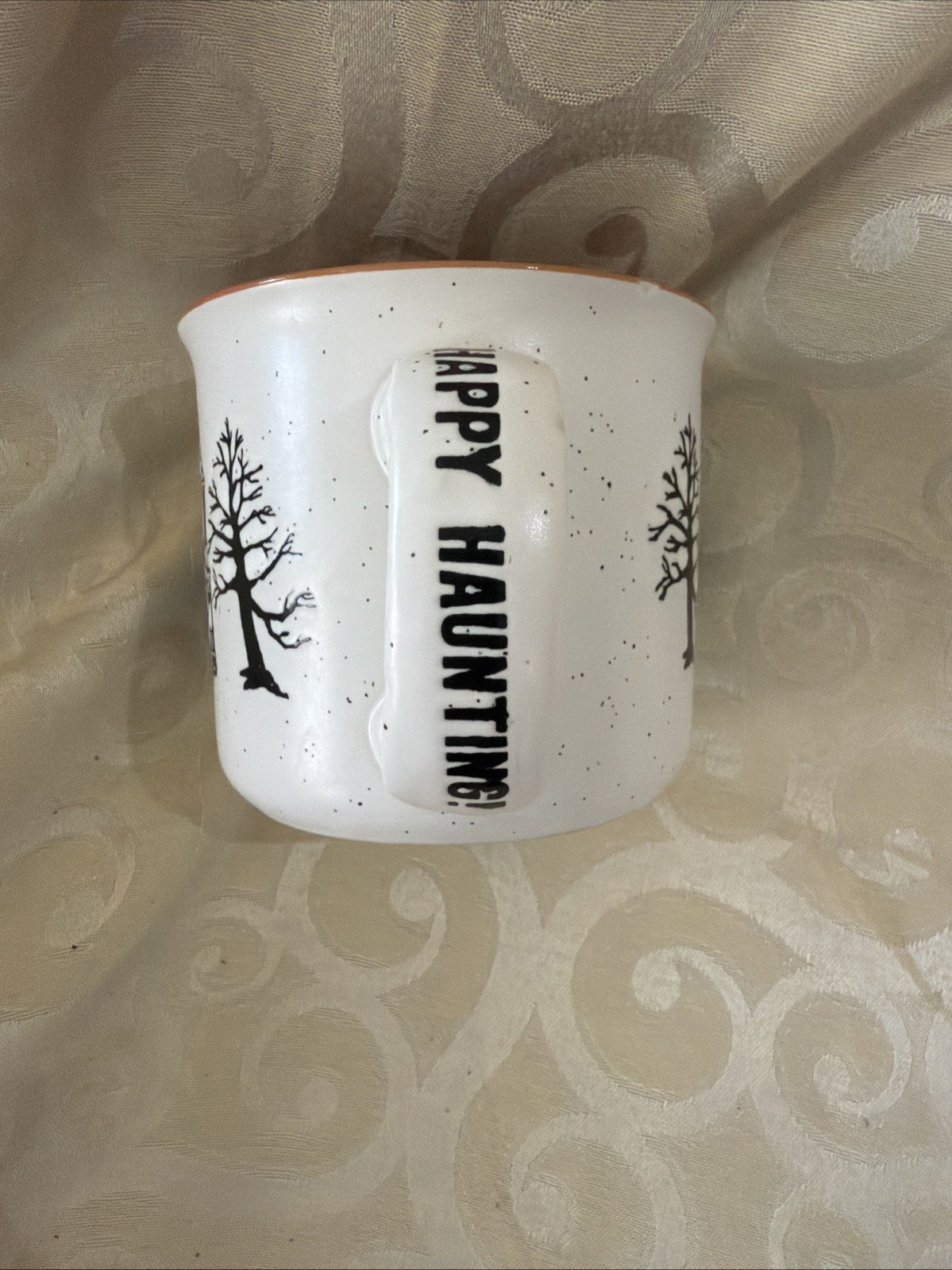 Cobwebs & Cauldrons Large Coffee Mug HAUNTED HOUSE With Plaid Inside 20 Oz
