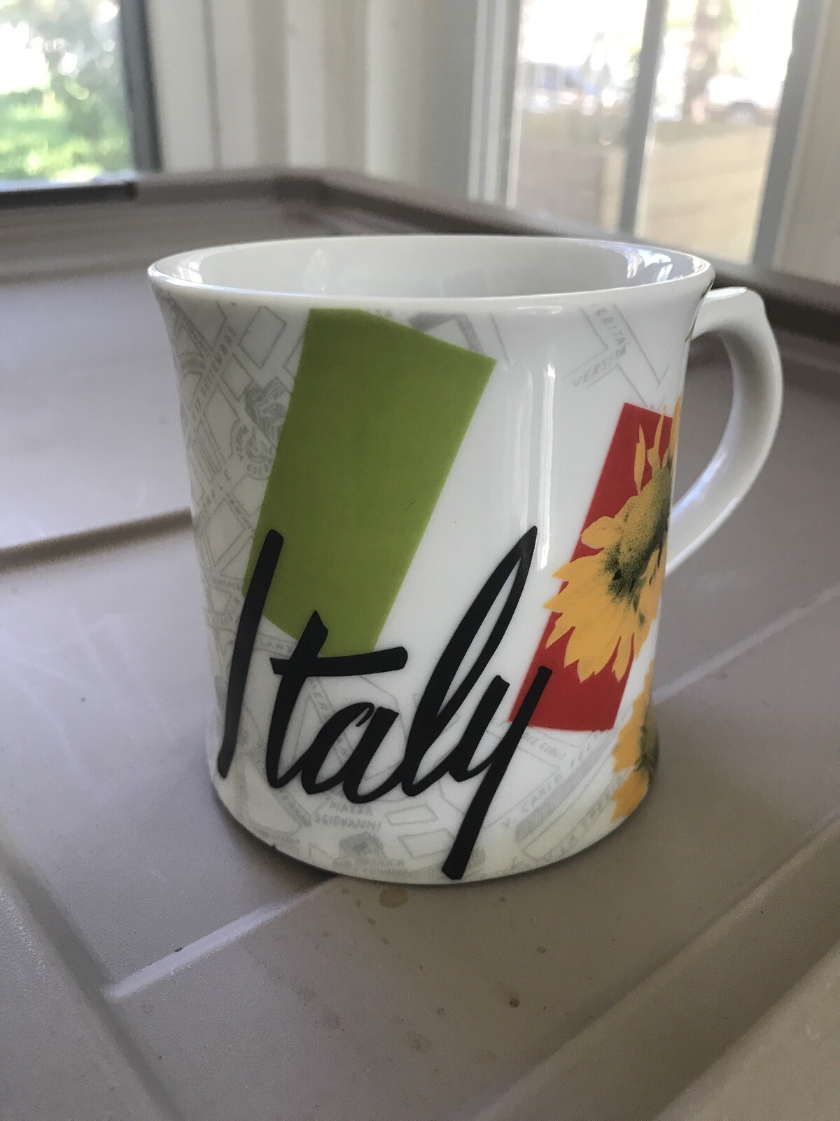 CAFE ITALY COFFEE MUG. ROME SKYLINE PORCELAIN MUG. Art Deco Print Mug. B106