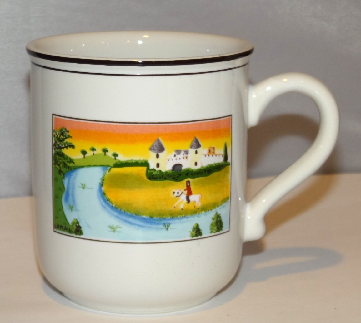 Villeroy & Boch Design Naif Folk Art Pattern Mug Cup Horse Luxembourg Vintage