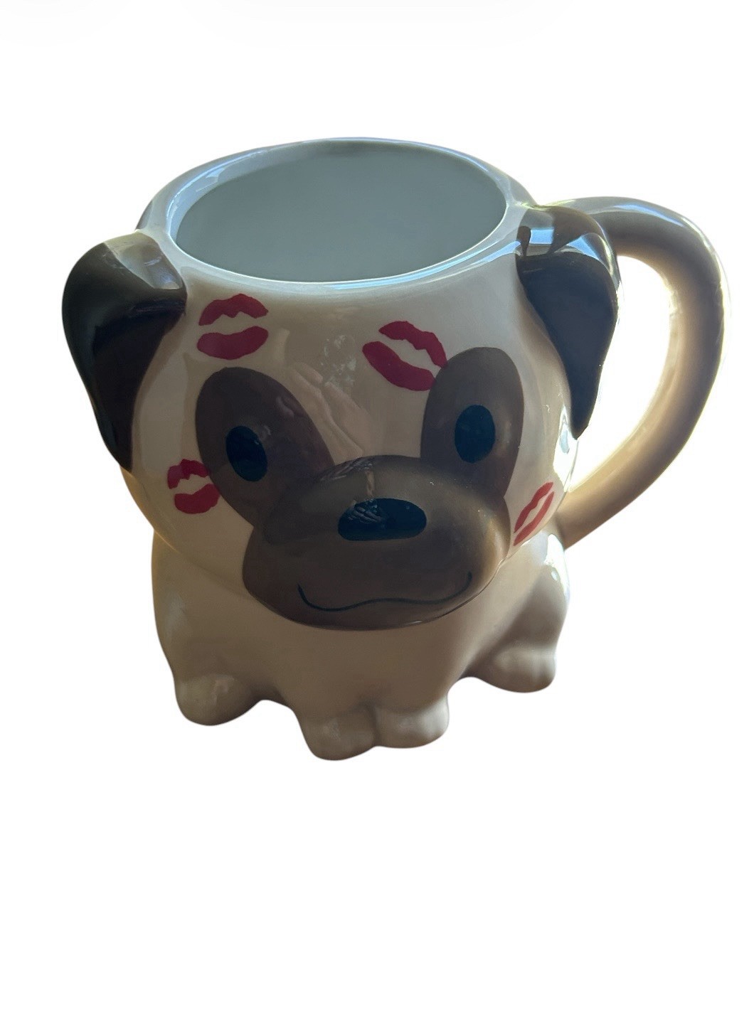 Petal & Pearl Pug Figural Ceramic Novelty Mug Kisses 8 fl oz White/Brown