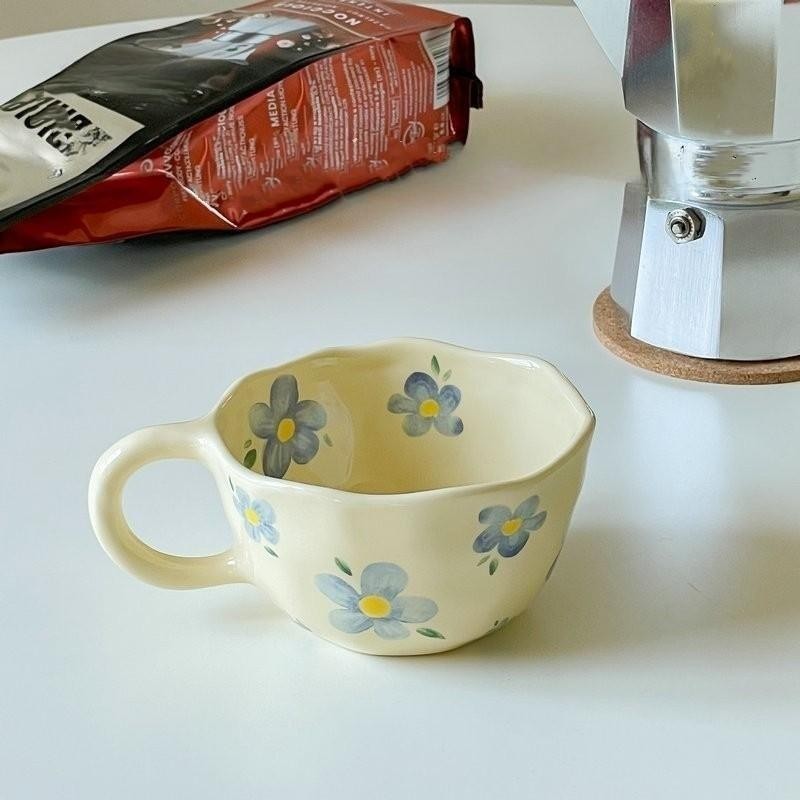 IrregularFlowerCeramicMugKoreanStyleCoffeeCupMilkTeaBreakfastKitchenDrinkware