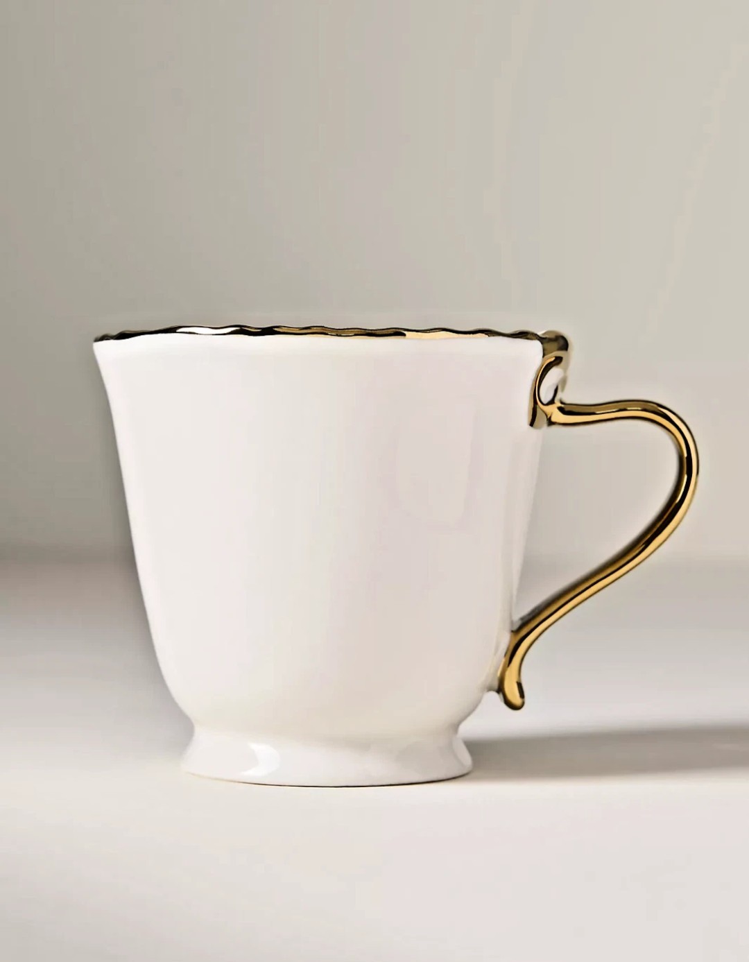 Anthropologie Benedita Mug Bow Gold White NIB