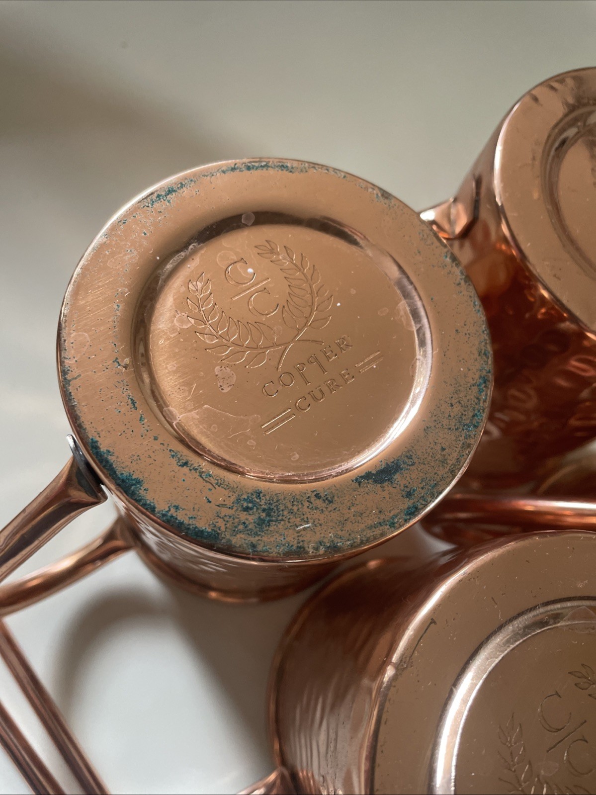 Copper Cure Mule Mug Set of 4-Solid Cylindrical Dimpled-Lightly Used