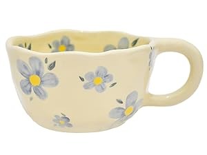 8.5 oz Elegant Floral Ceramic Mug Coffee Cup with Flower Decorations, 250ml