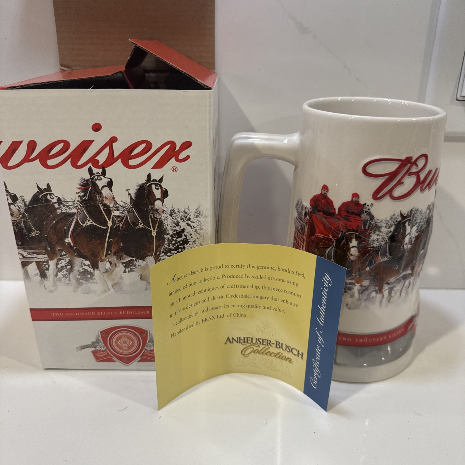 Budweiser Holiday Stein 2011 New Open Box Strength Power Beauty