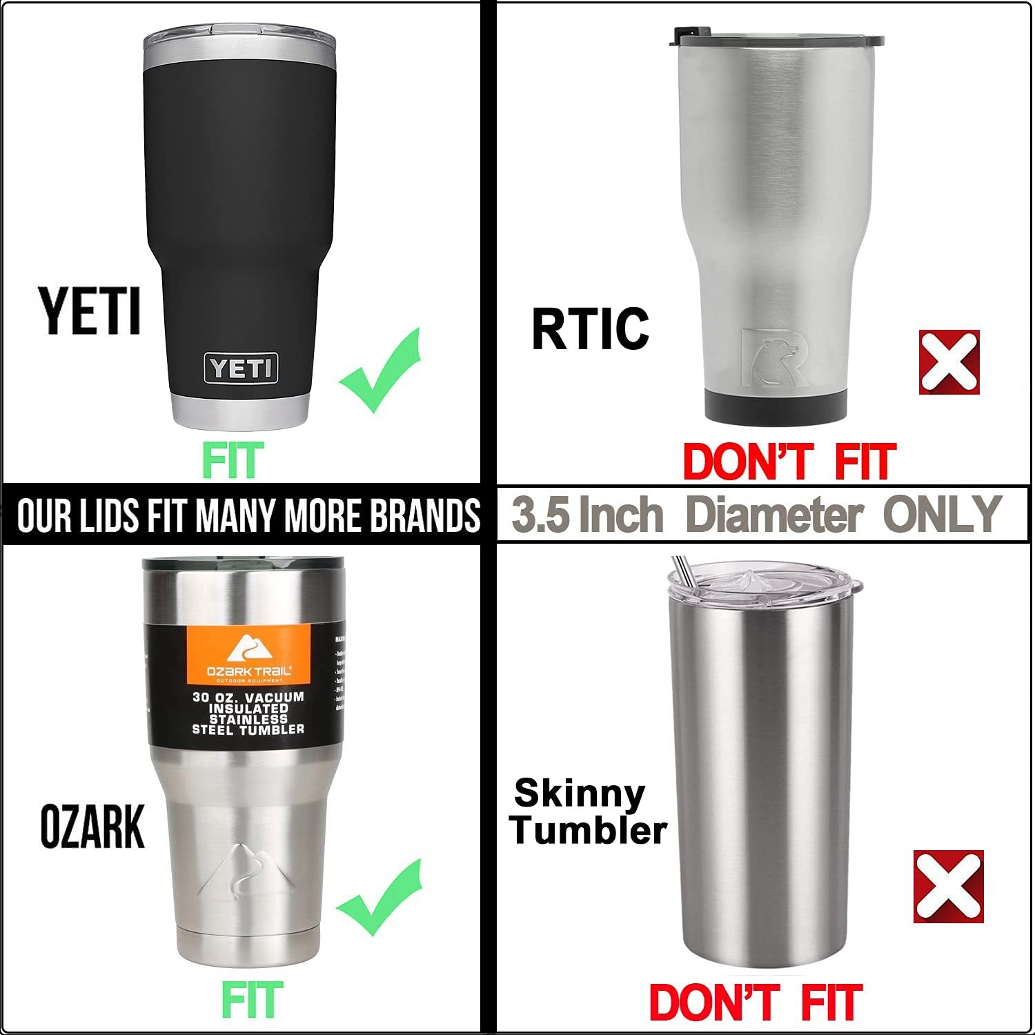 Tumbler Lid for 30 Oz Yeti Rambler, Old Style RTIC, Ozark Trails and more Coo…