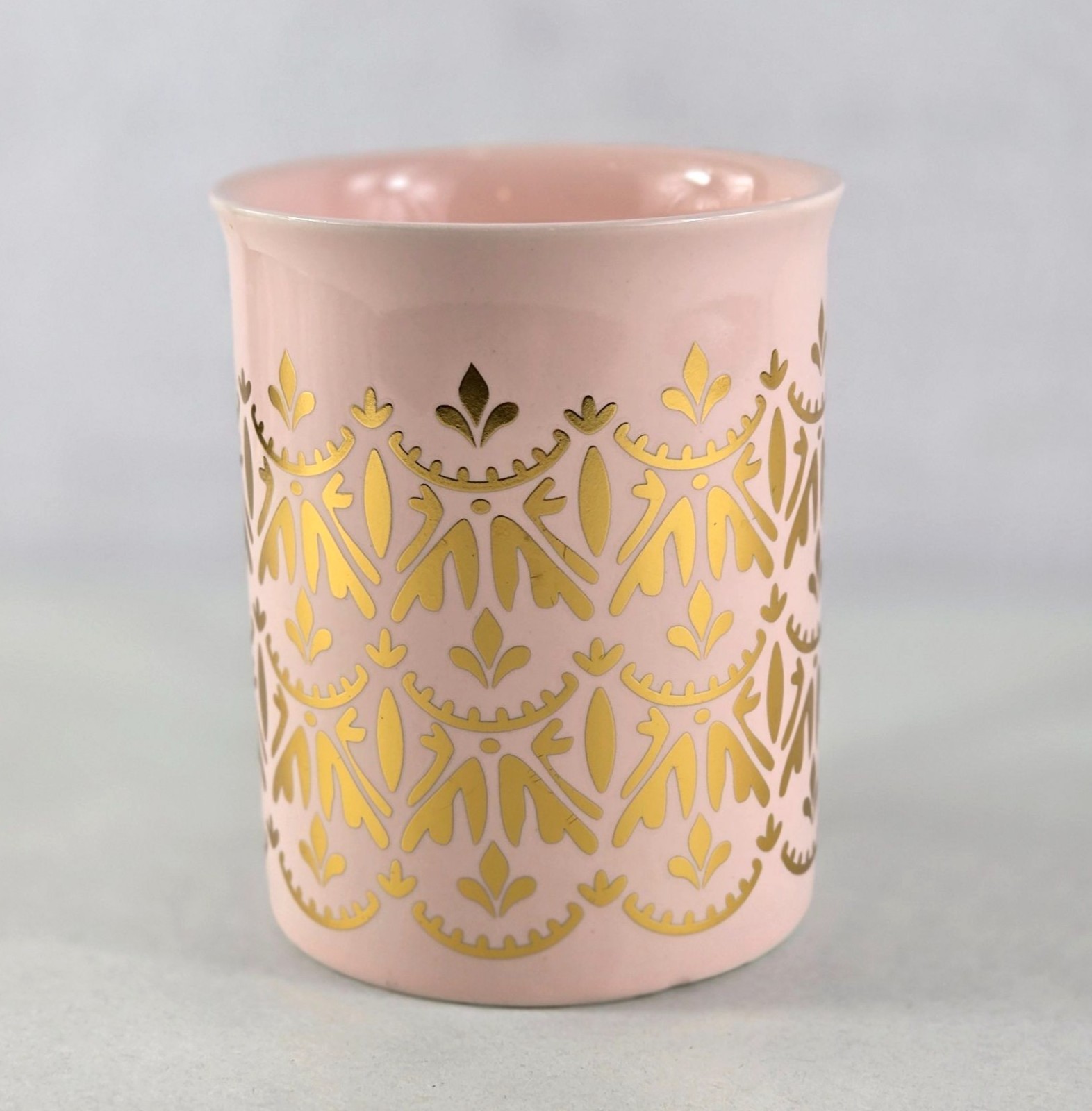 Pinky Up Ceramic Mug Glossy Pink with Gold Accent 14 Fluid Ounce Elegant
