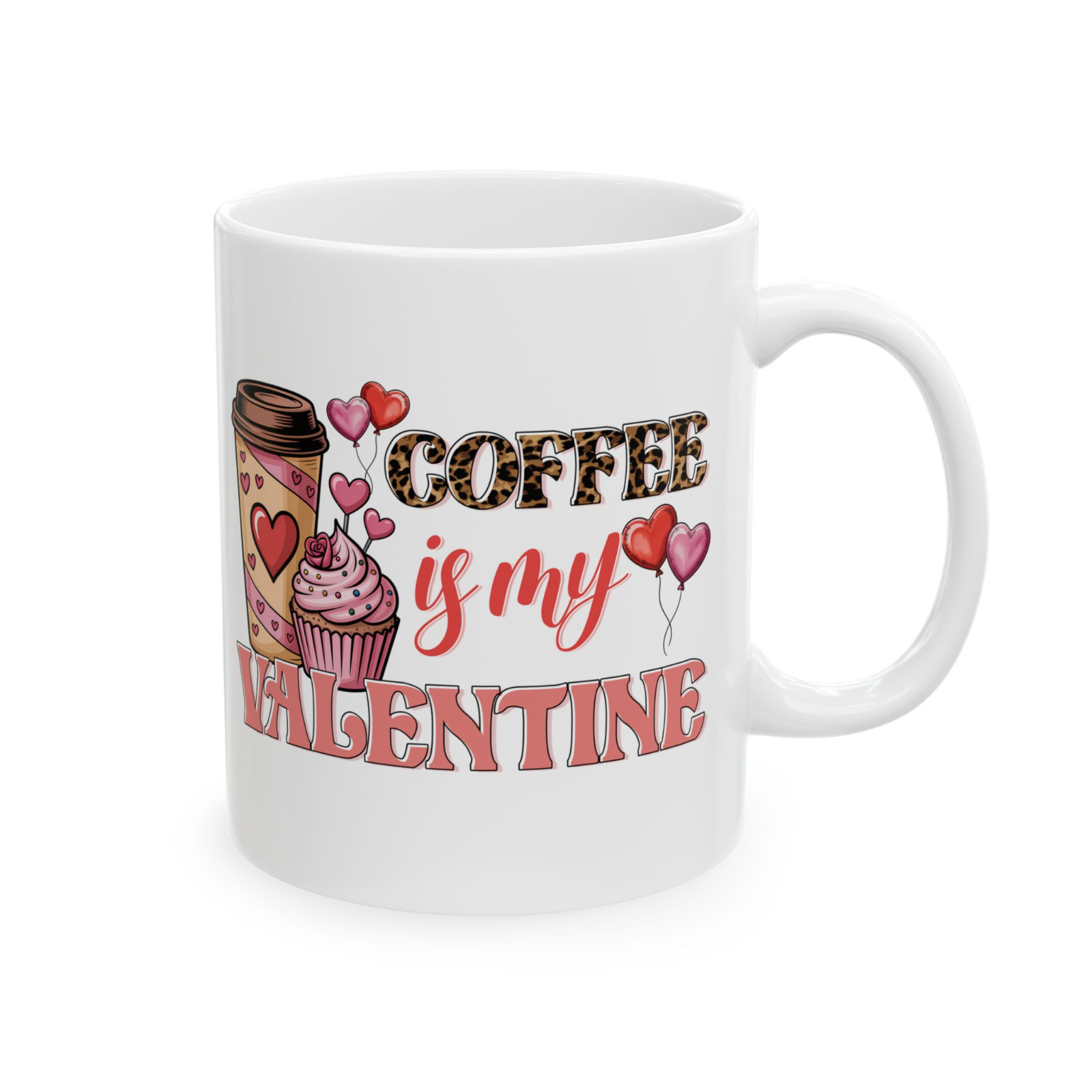 Coffee Is My Valentine Mug Leopard Print Cute Coffee Lover Gift Cup