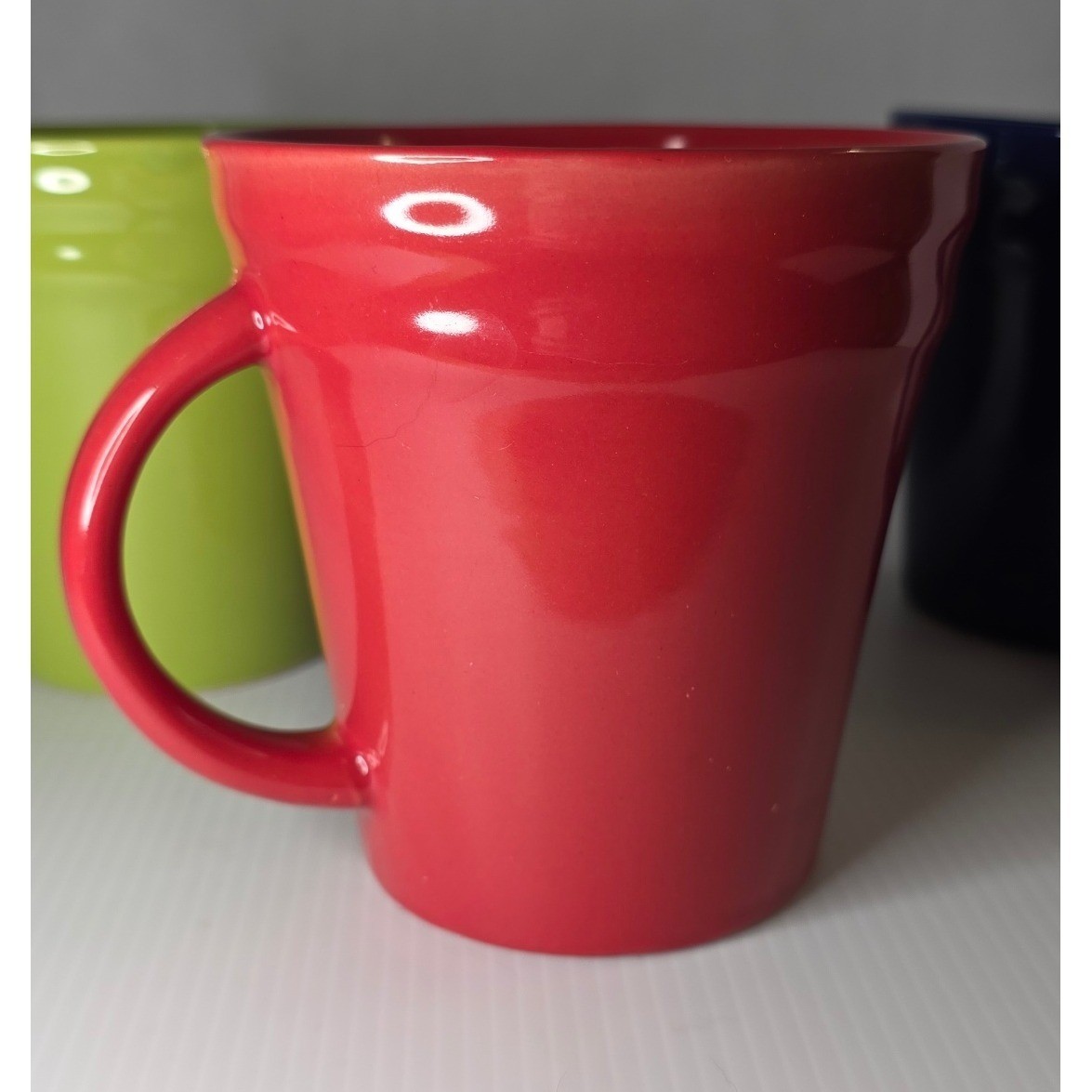 Set of 3 Solid Color Ceramic Coffee Mugs Red Green Blue Unbranded