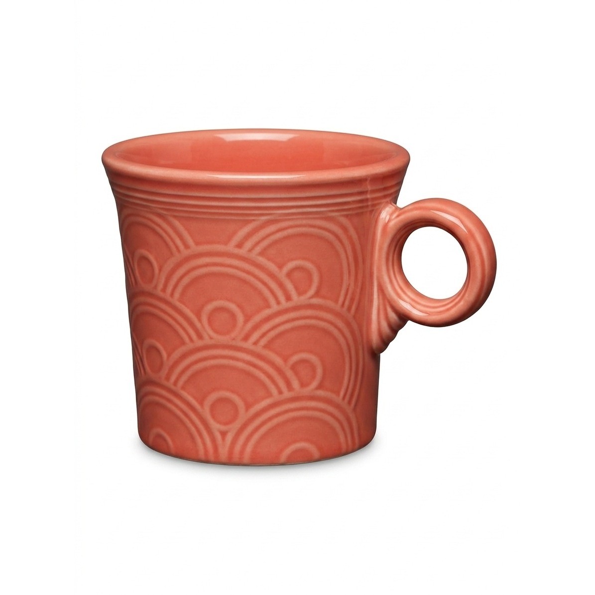 Fiesta Persimmon Embossed Fan Mug Homer Laughlin Retired Ring Handle USA