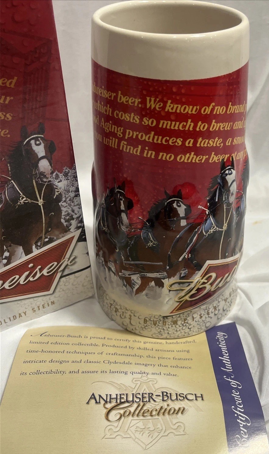 New 2013 Budweiser Holiday Stein “SIGHTS OF THE SEASON” With Box