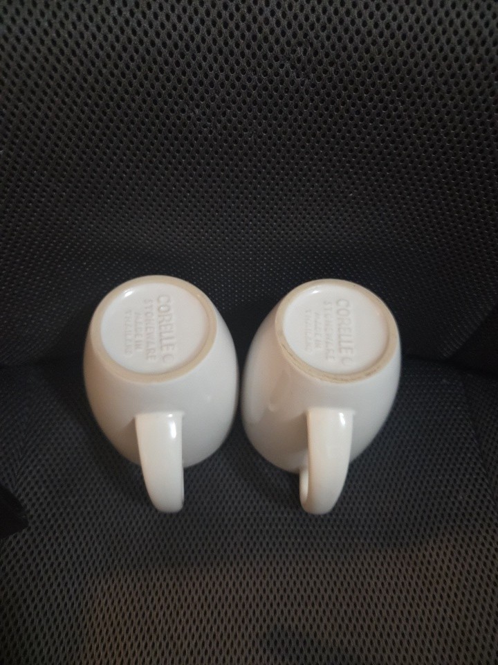 Corelle Stoneware Coffee Mug White Round Two-Piece Set 12oz