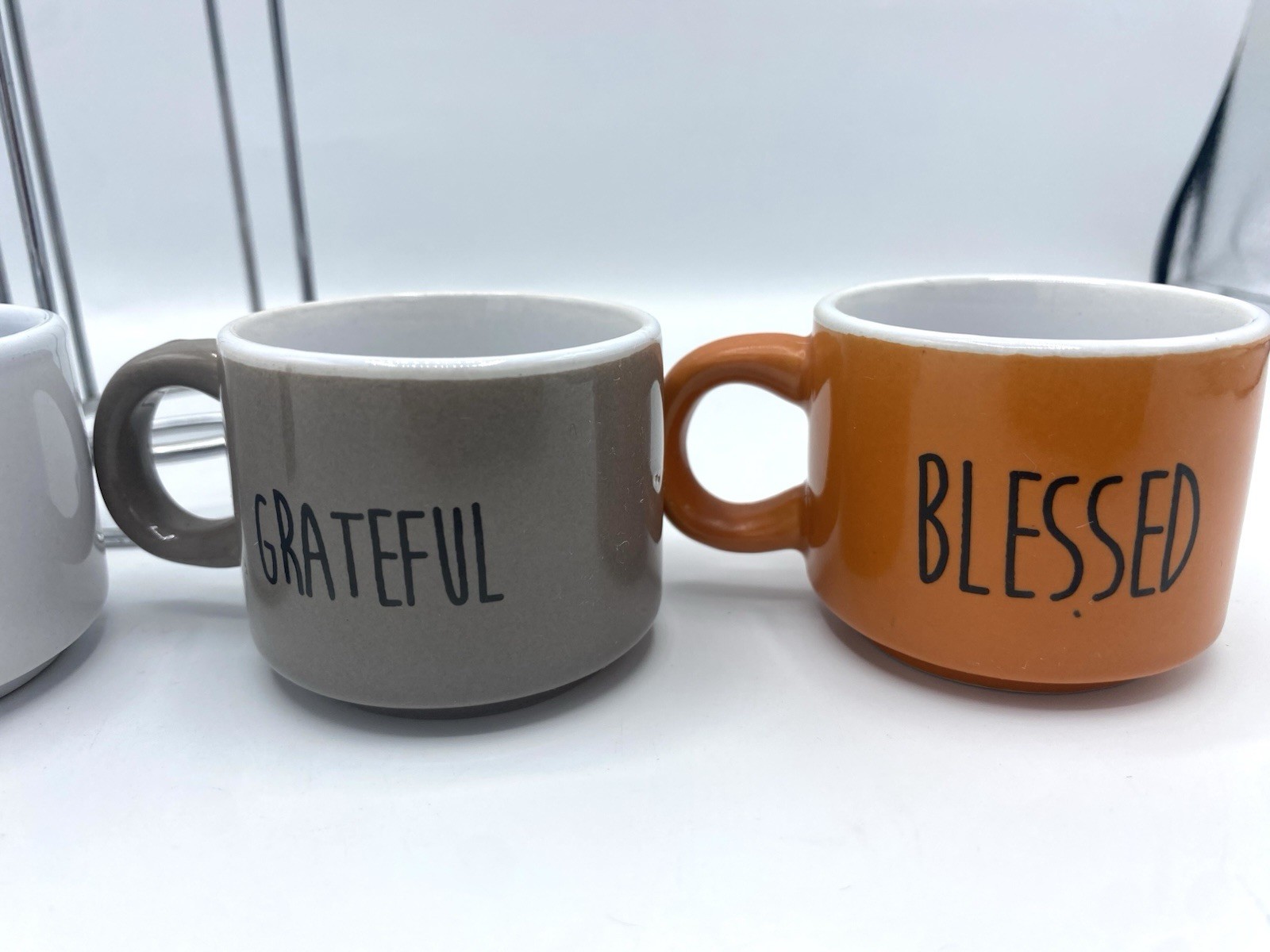 Home Essentials Set of 4 Ceramic Espresso Multicolor Worded Mug Set (1720)