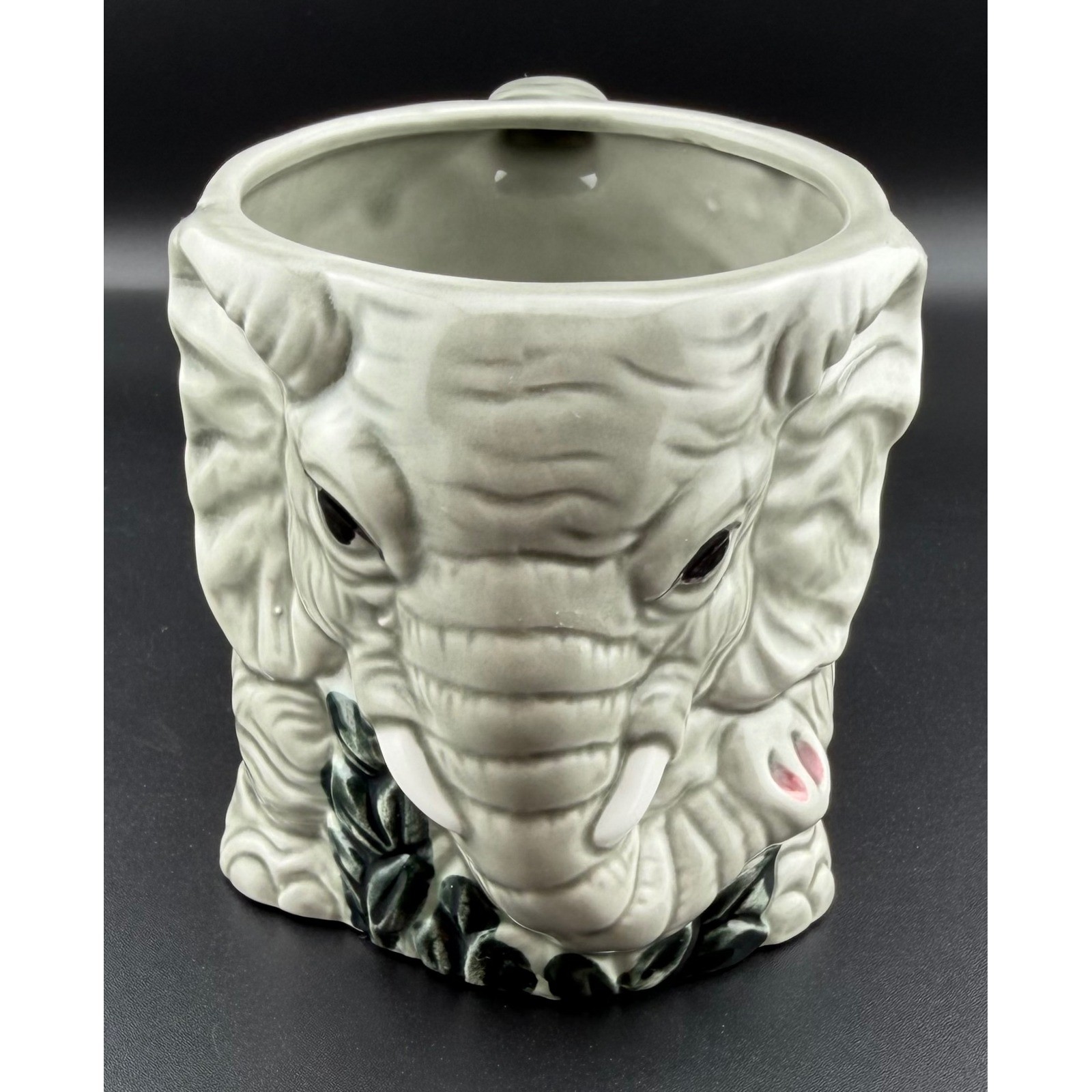 Elephant Coffee Mug Gray 3D Sculpted Ceramic Safari Zoo Jungle Animal Figural