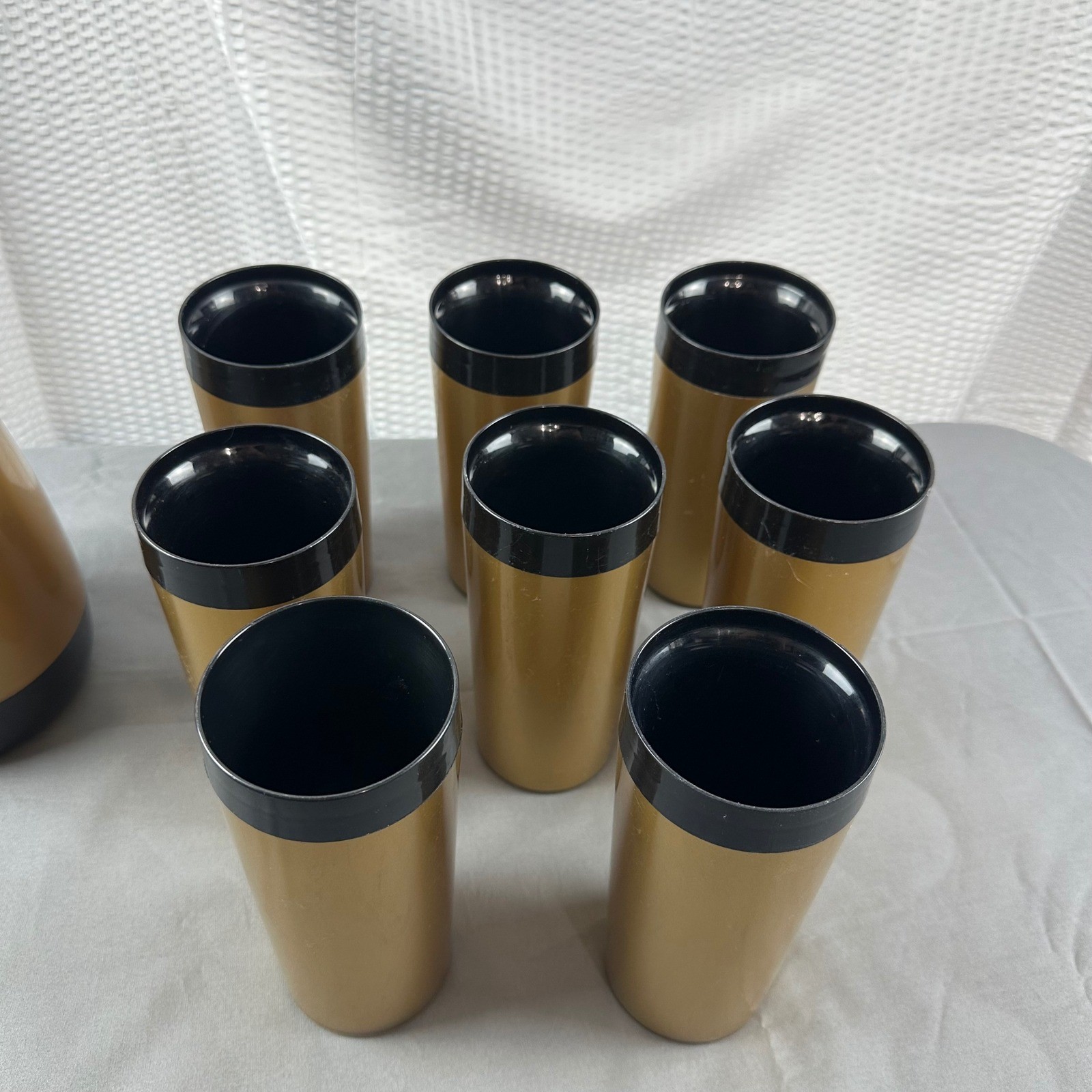 Vintage West Bend Thermo Serv Insulated Gold Coffee Carafe W/ 8 Cups MCM