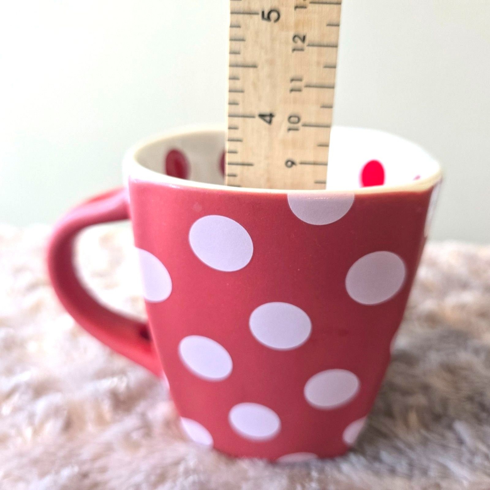 Disney Parks Minnie Mouse Mug Red White Polka Dot Ceramic Thailand