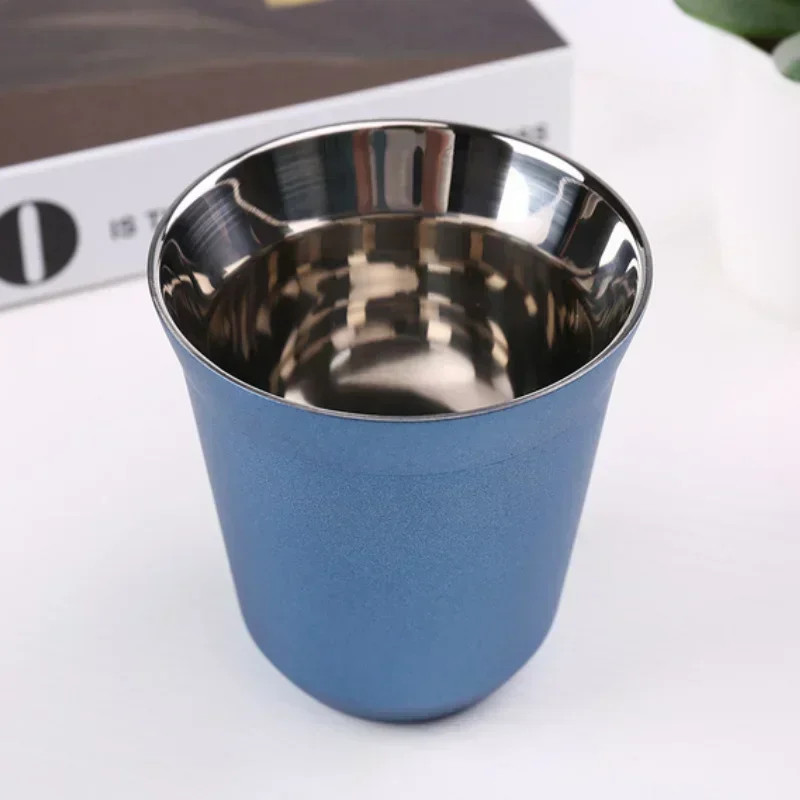 80/160ML Espresso Mugs Stainless Steel Coffee Milk Water Drink Breakfast Cups 30