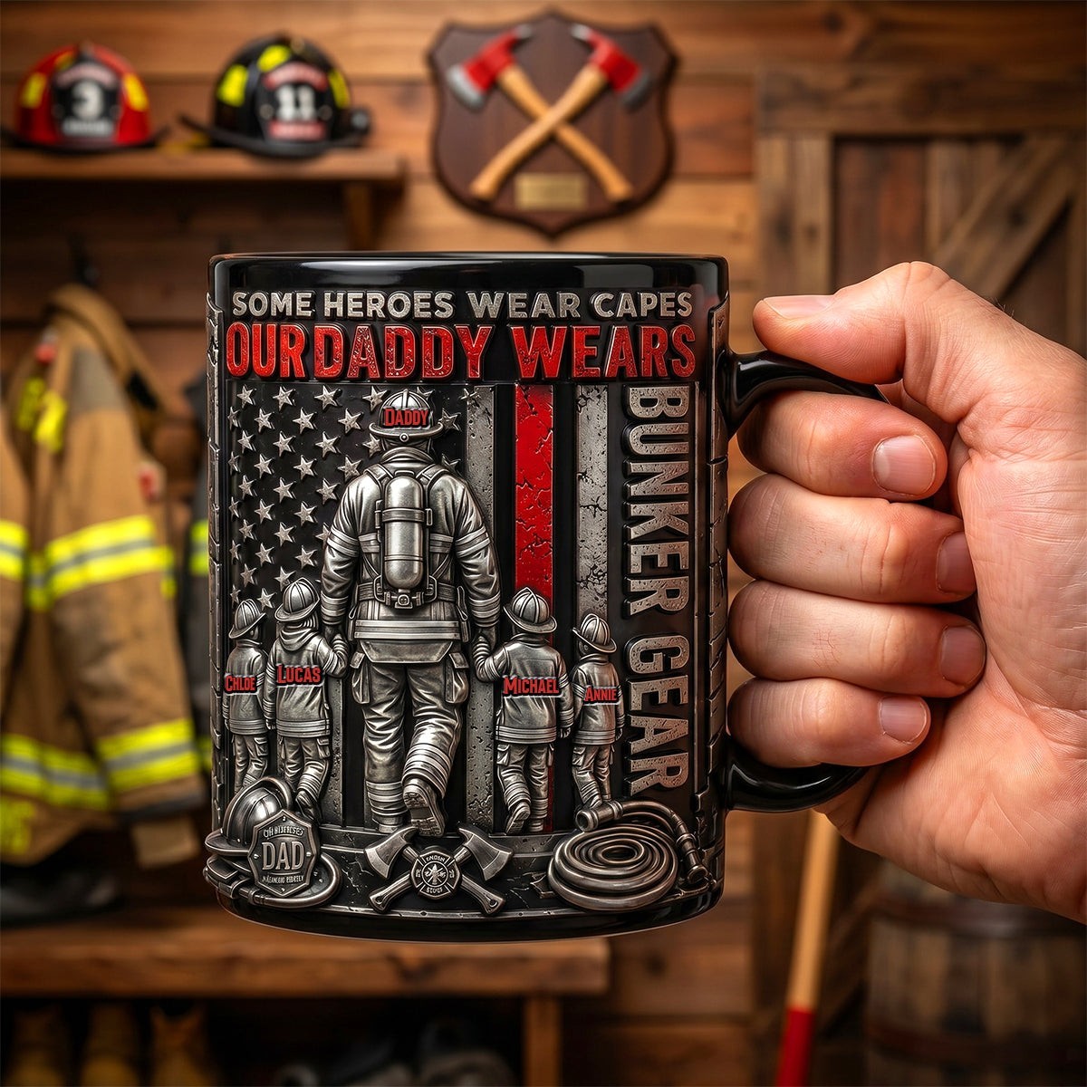 Hero Firefighter Daddy Coffee Mug – Personalized Gifts For Dad