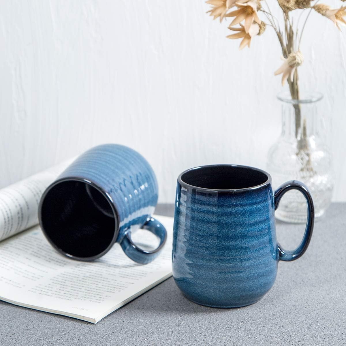 Coffee Mugs Set of 4, 15 Ounce Porcelain Mug Set with Handle for Morning Coff…