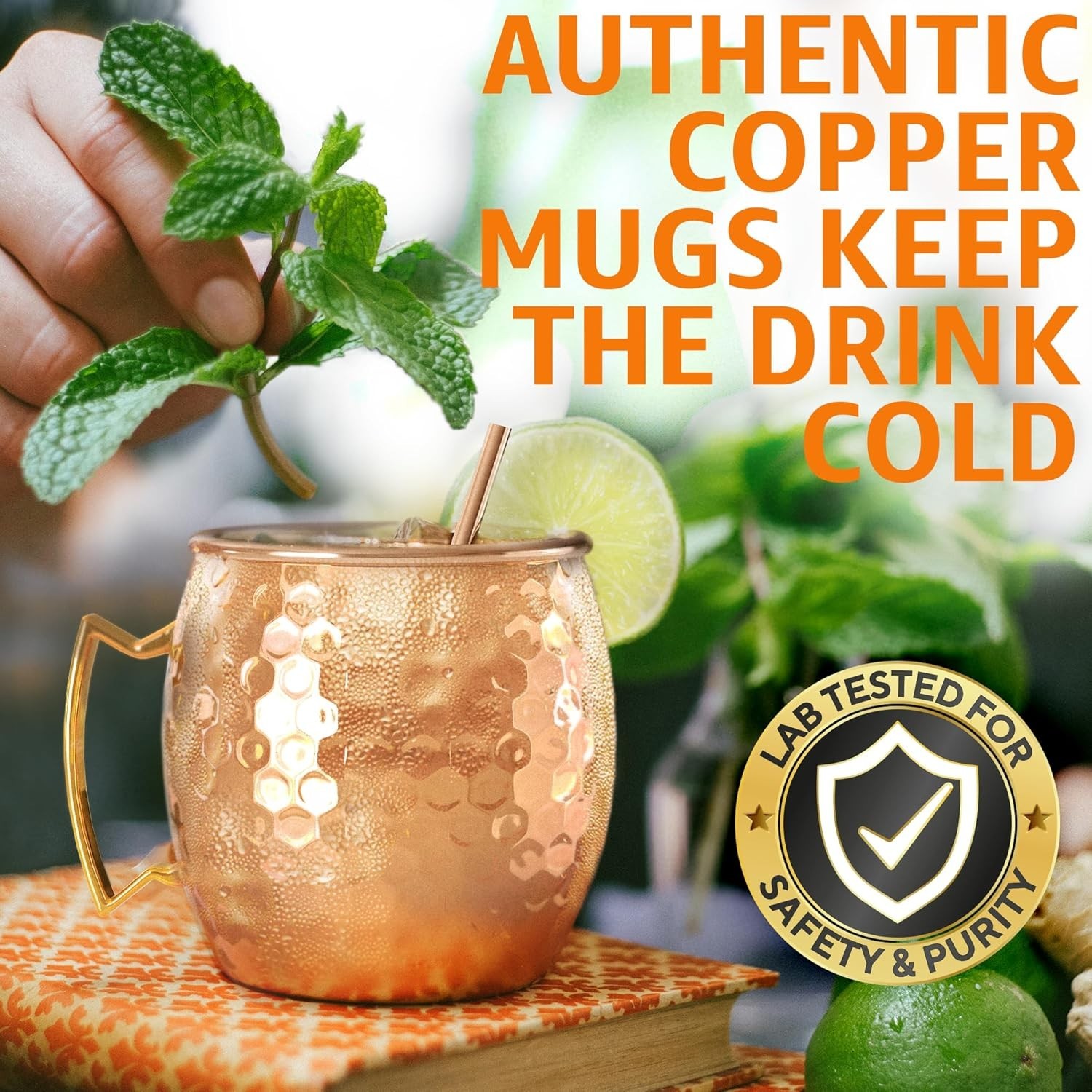Moscow Mule Copper Mugs – Set of 2, 100% HANDCRAFTED – Food Safe Pure Copper …