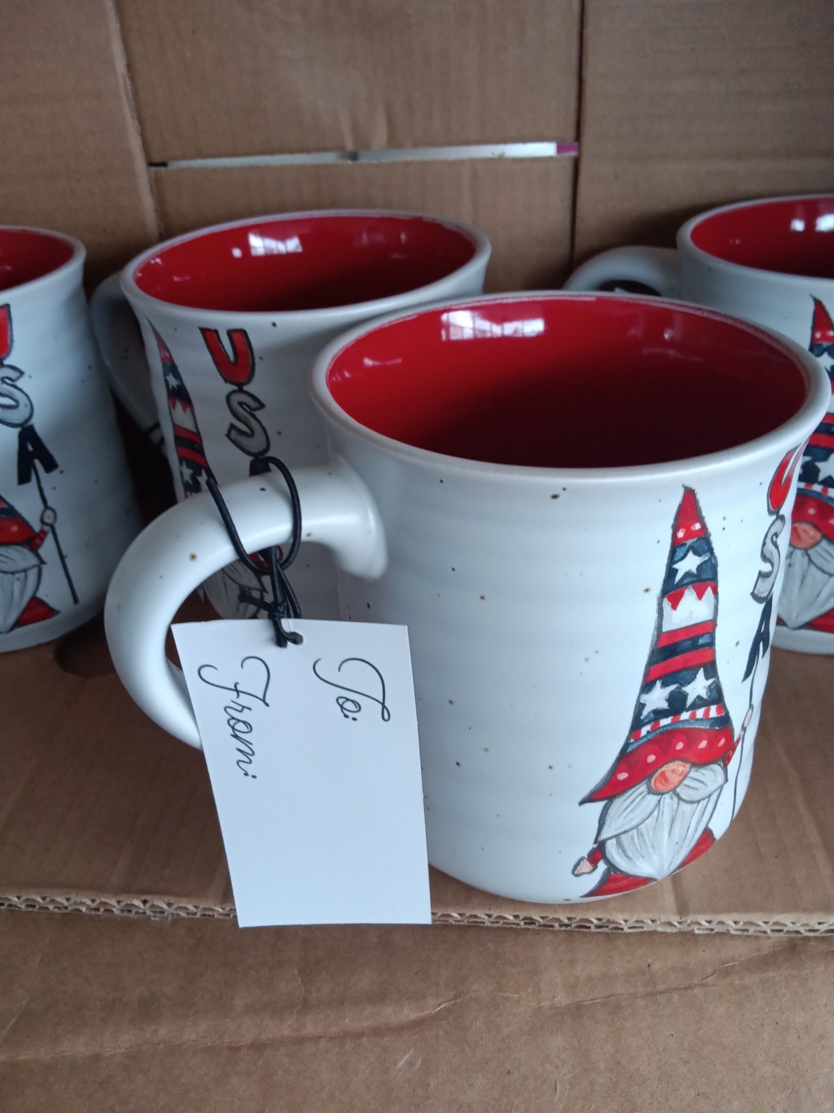 RARE SHEFFIELD HOME BELLE MAISON Gnome Both Sides Red Inside Coffee Tea Mug 4