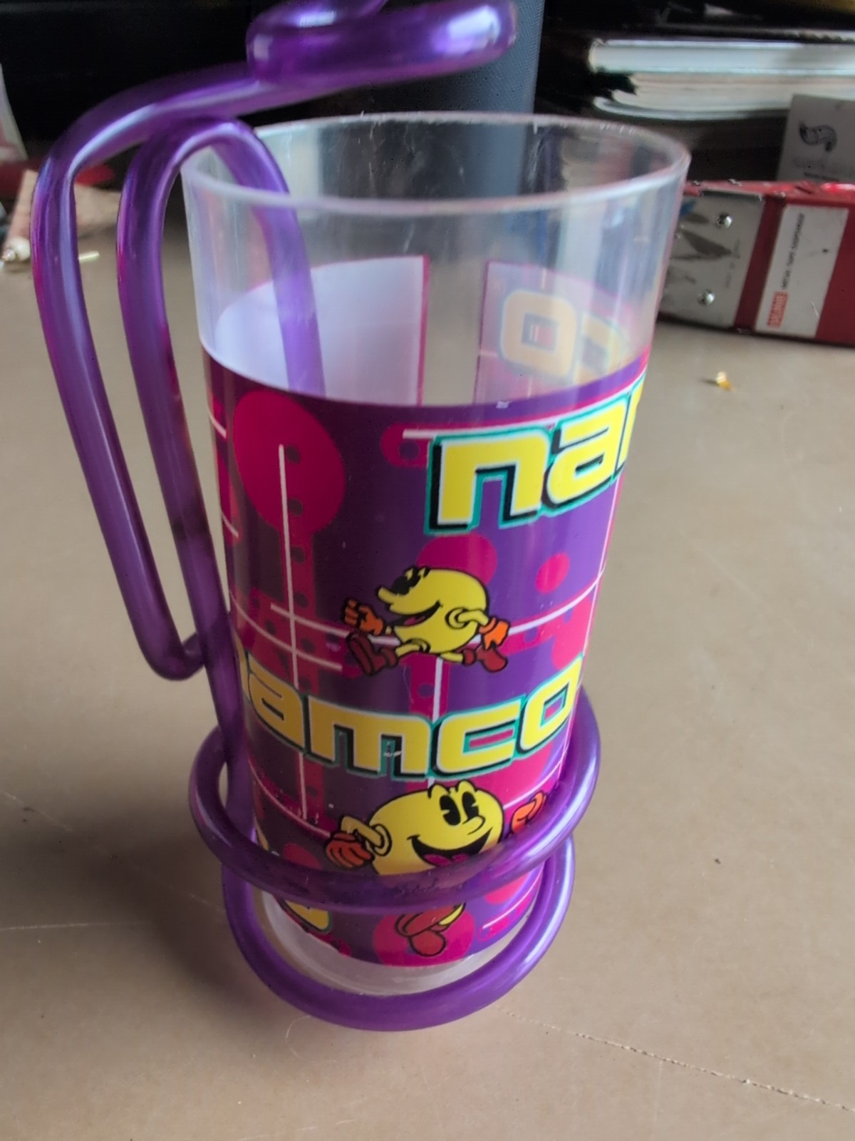 Vintage Pac Man Namco Drinking Cup With Crazy Straw Excellent Condition RARE CUP