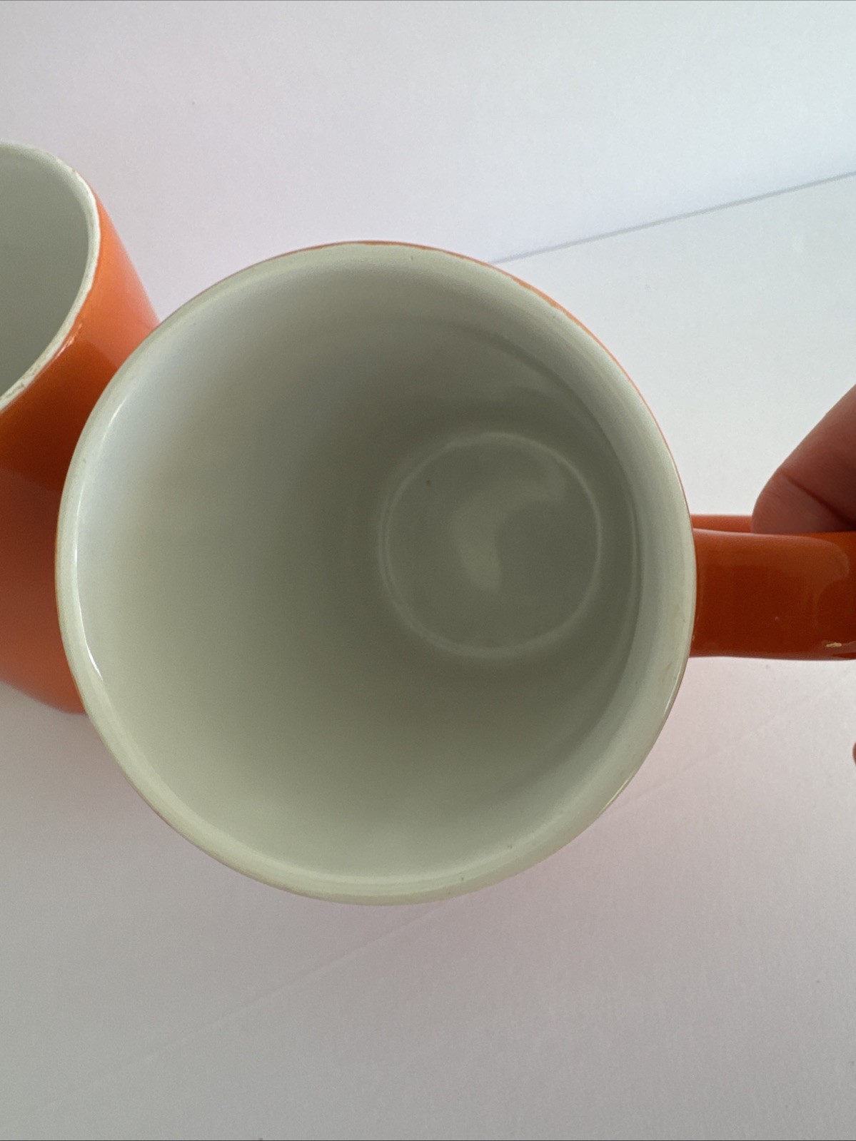 Set of 2 Rachael Ray Round & Square 14 oz Orange & White Coffee Tea Mug Cup