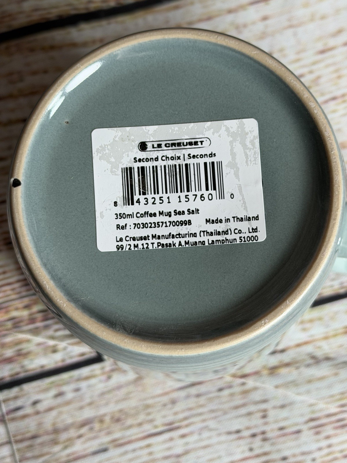 Le Creuset Coffee Mug Set of 4 LONDON Stoneware 12oz 350ml Sea Salt Second Choix
