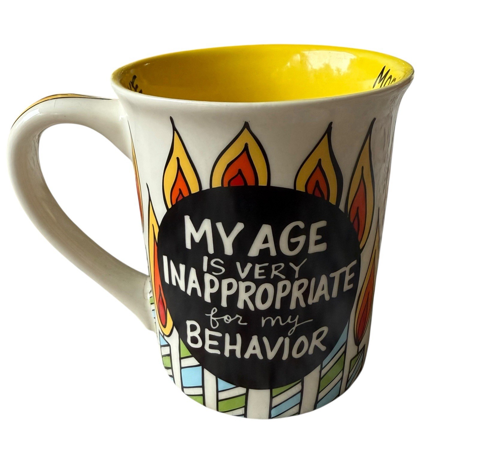 My Age Is Very Inappropriate For My Behavior 14 Oz Coffee Mug By Laurie Vessay