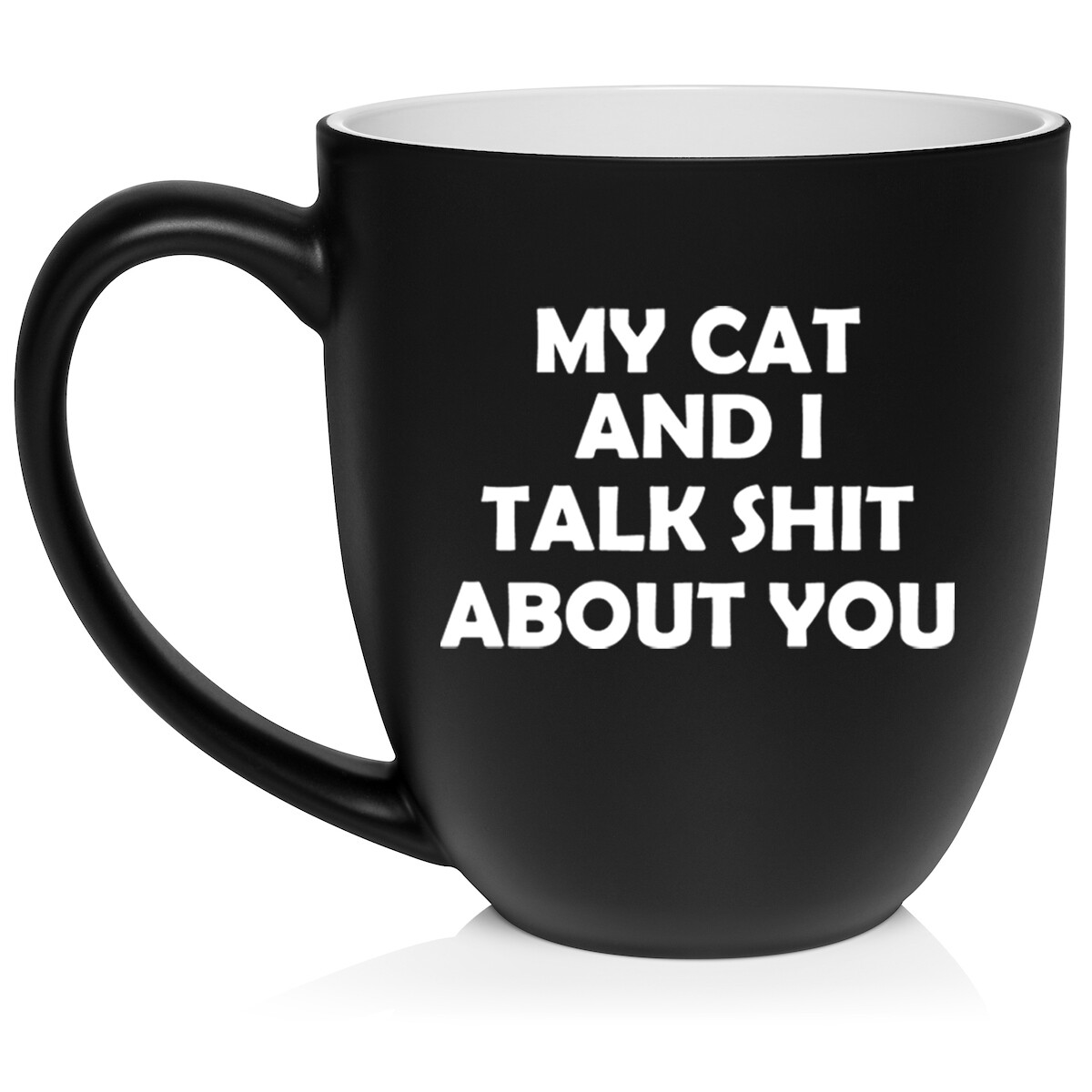 16 oz Bistro Ceramic Coffee Mug Cup My Cat And I Talk About You Funny