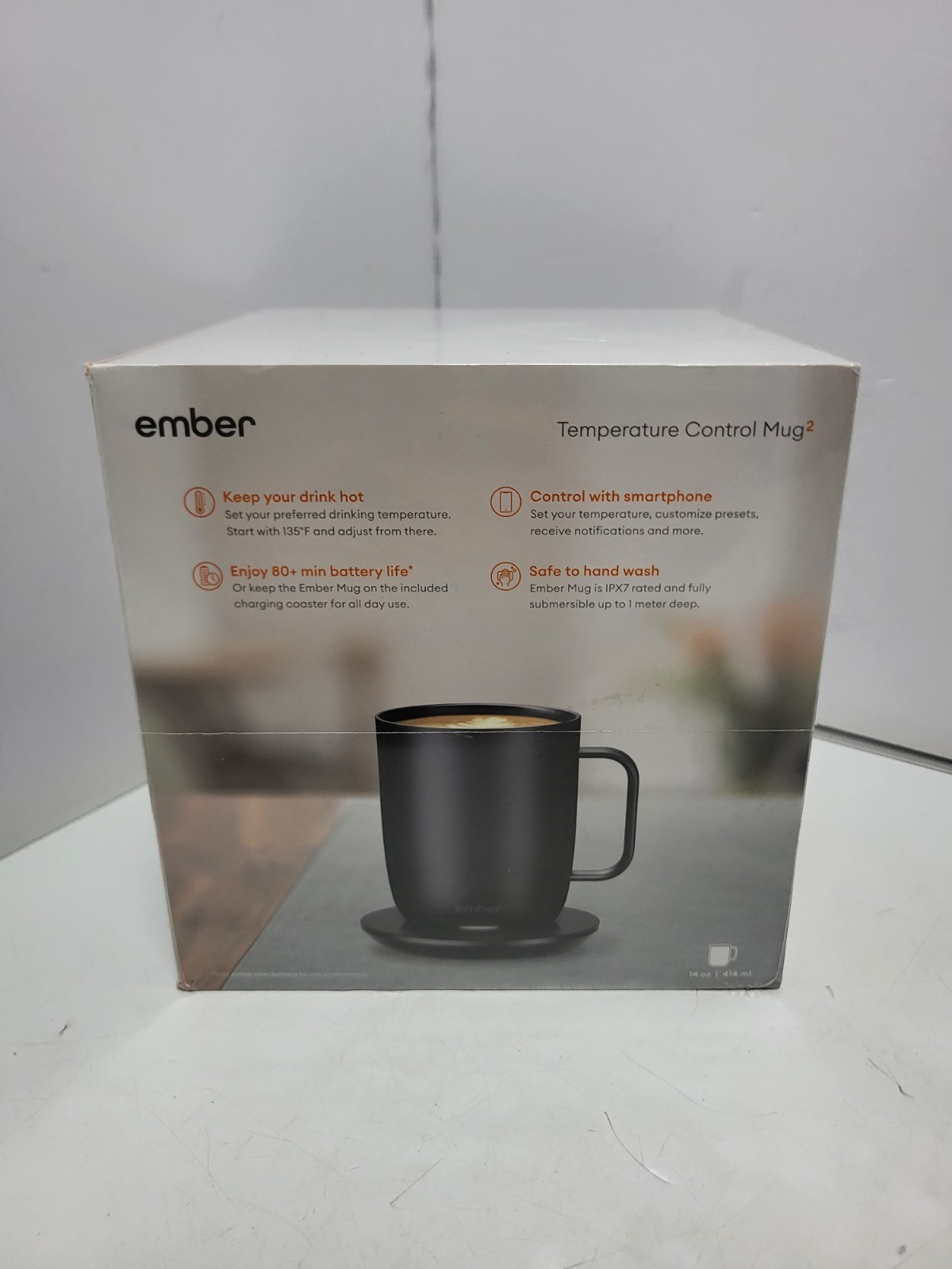 EMBER 14Oz. Black Temperature Control Heated Smart Cup Coffee Mug