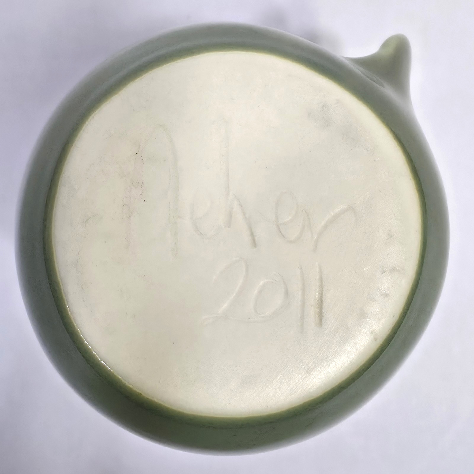 Neher 16oz Right Hand Handwarmer Mug 3 Color Drip Glaze Pottery Green Blue 2011