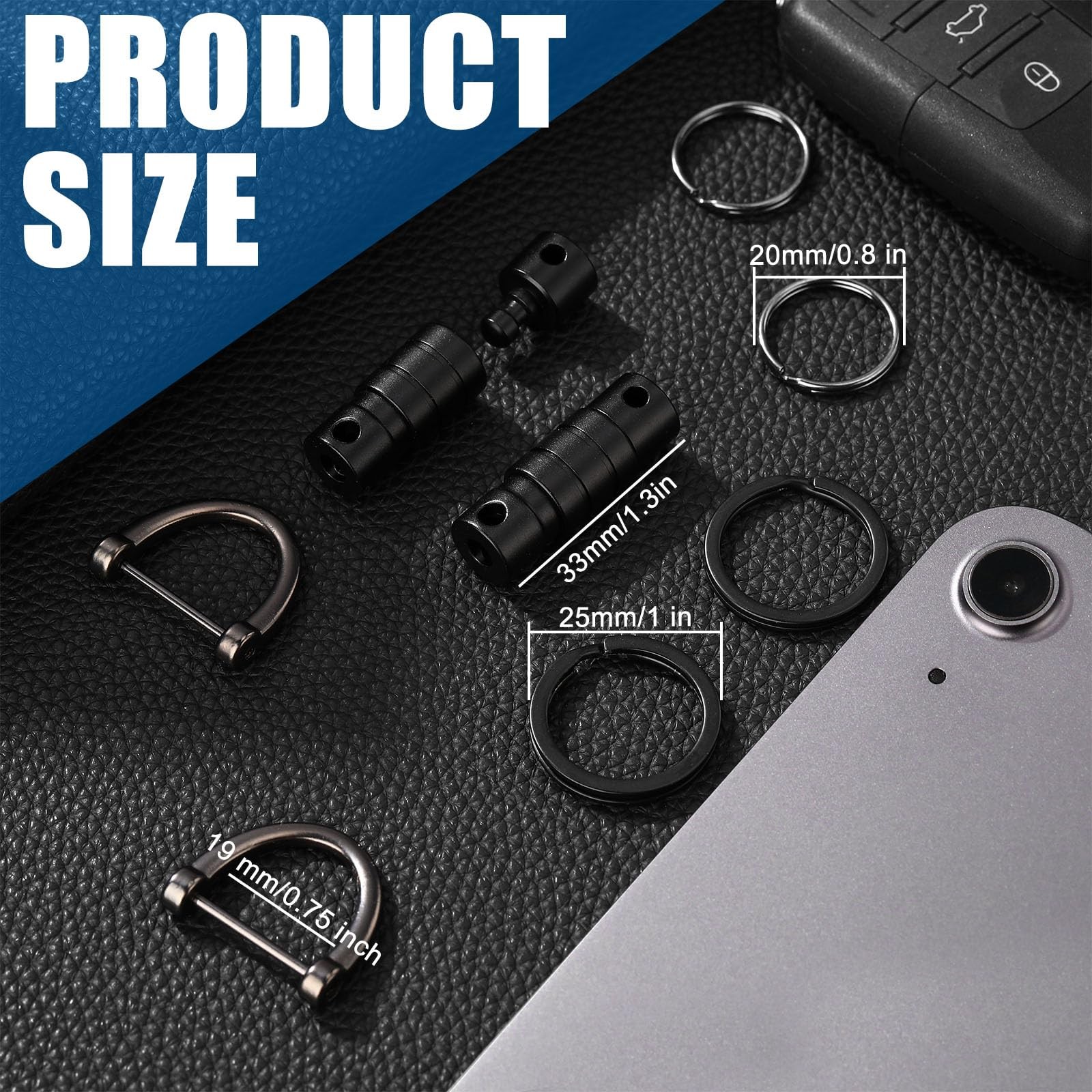 Yaocom 2 Pieces Quick Release Swivel Keychain 3 x 1.0 x 0.4 inches, Black