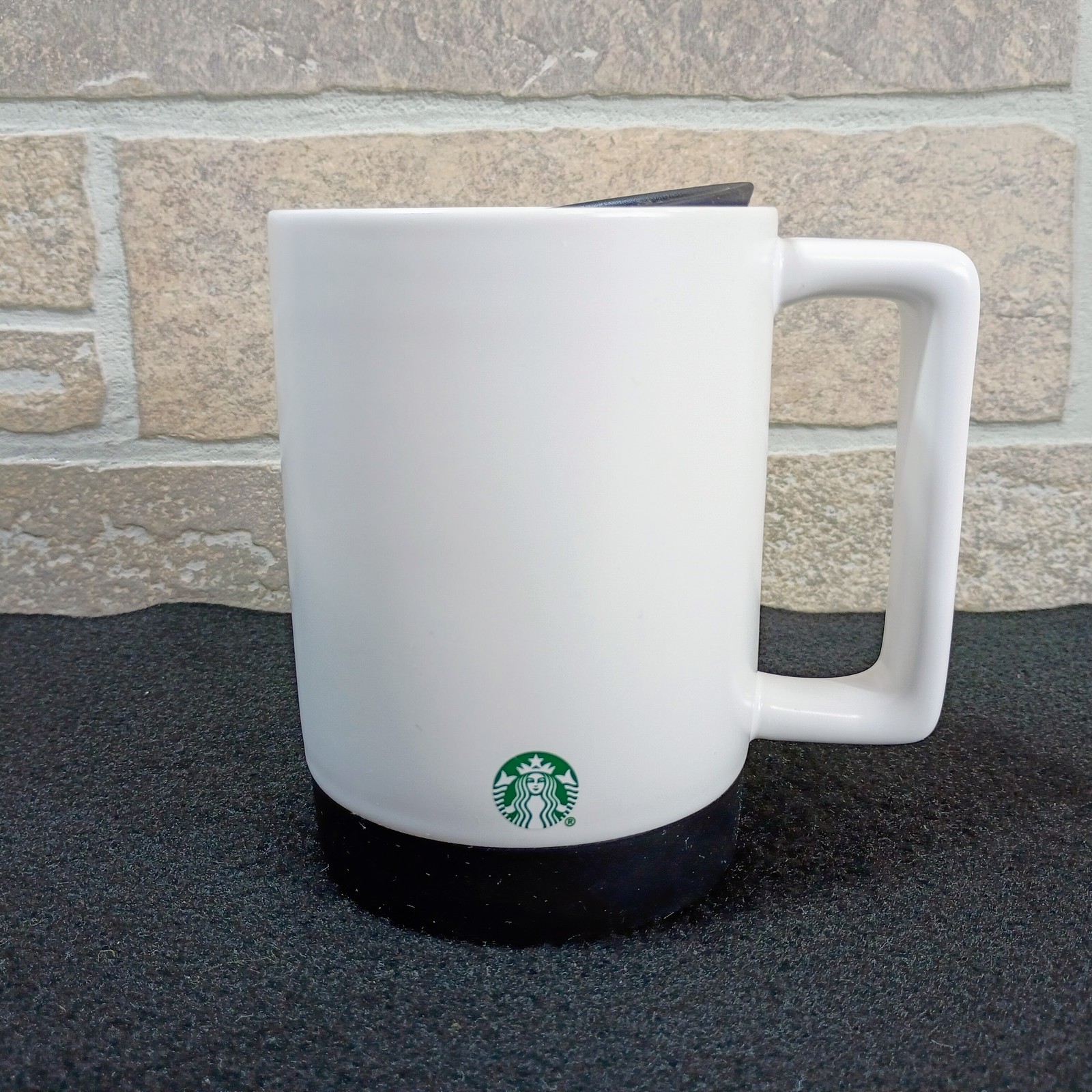 Starbucks White Ceramic Travel Mug Tumbler 14oz with Black Lid & Base 2023
