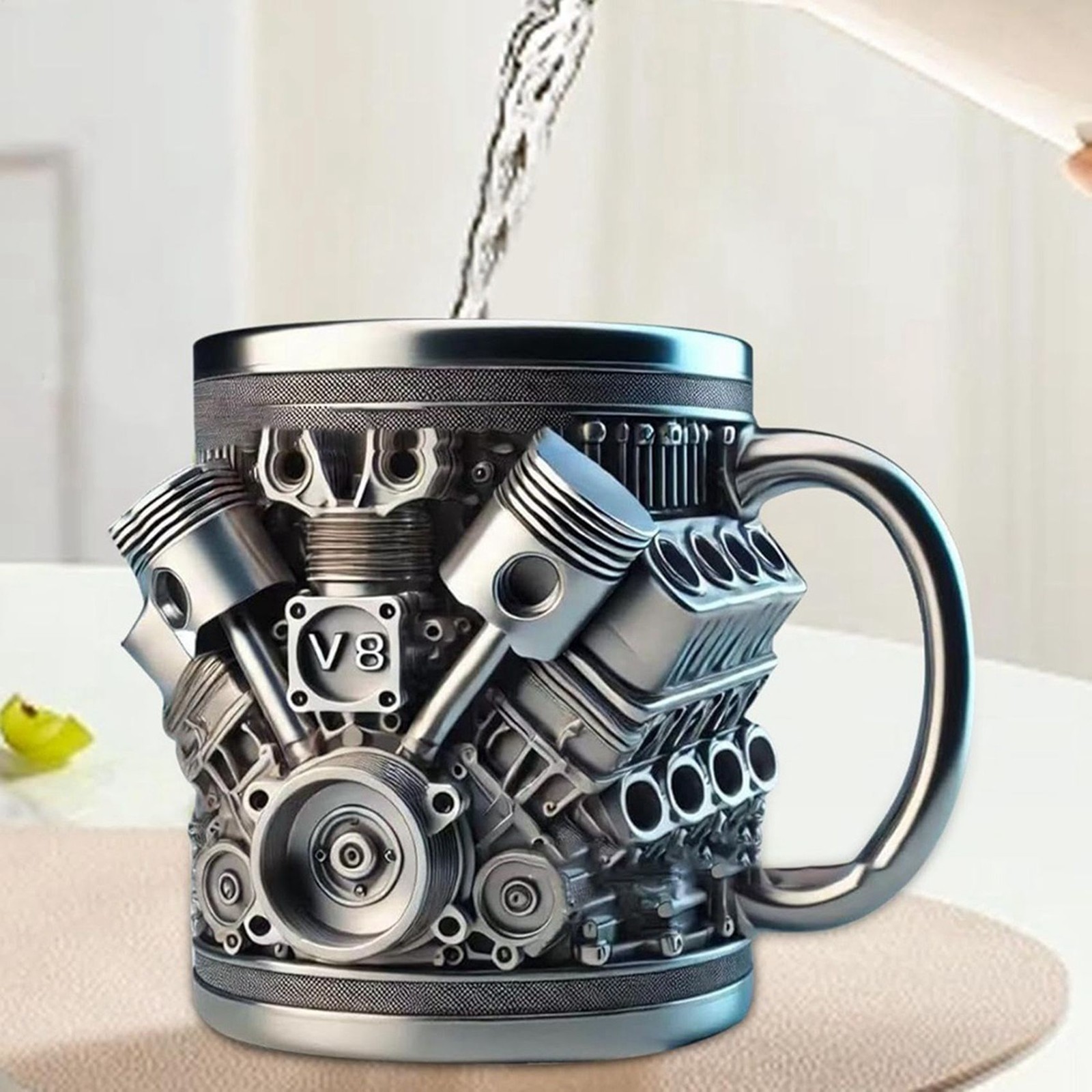 V8 Engines Stainless Steel Coffee Mug, Car Engine Coffee Cup with Insulated3502