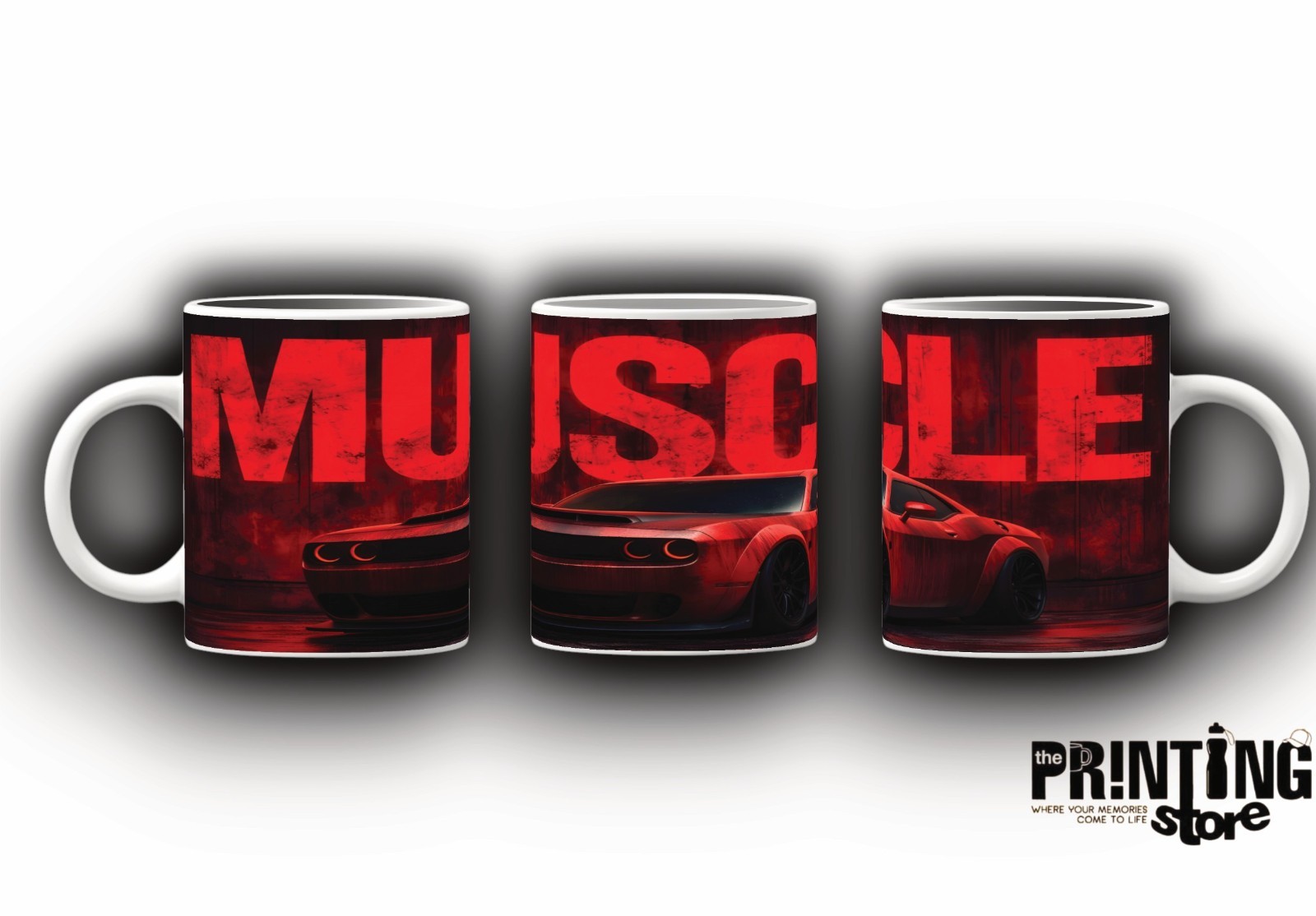Muscle Car Coffee Mug Red Sports Car Design Ceramic Mug Gift for Car Lovers 11oz
