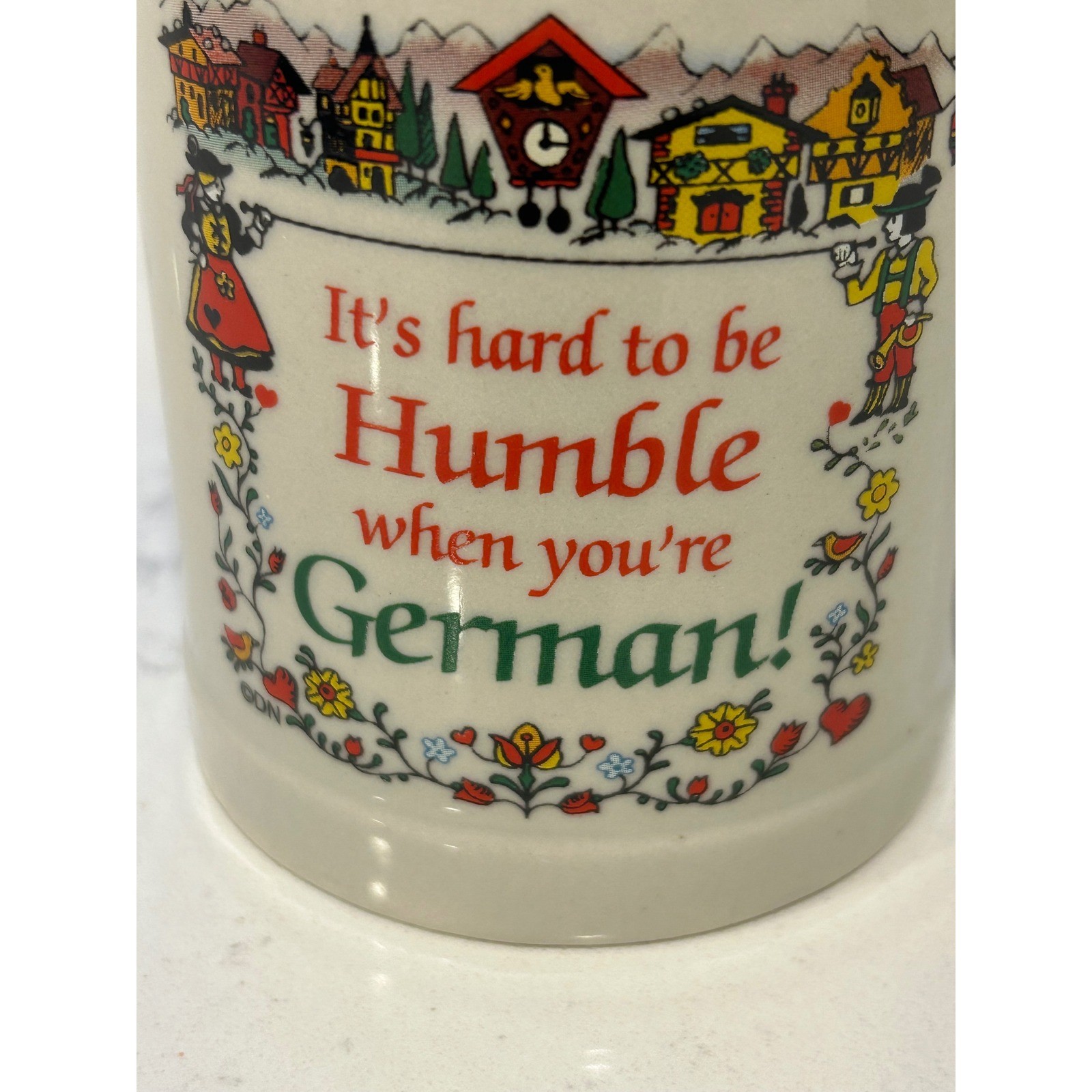 Vintage DN & EI German Coffee Mug Stein It’s Hard To Be Humble Novelty